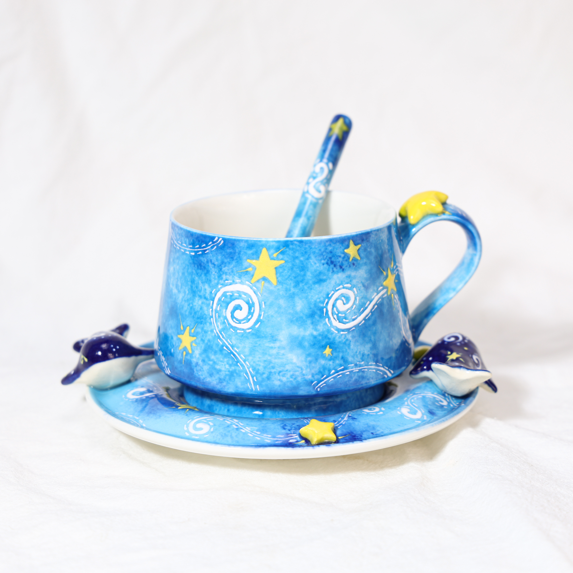 Hand-Painted Ocean Whale Ceramic Mug - Image 2