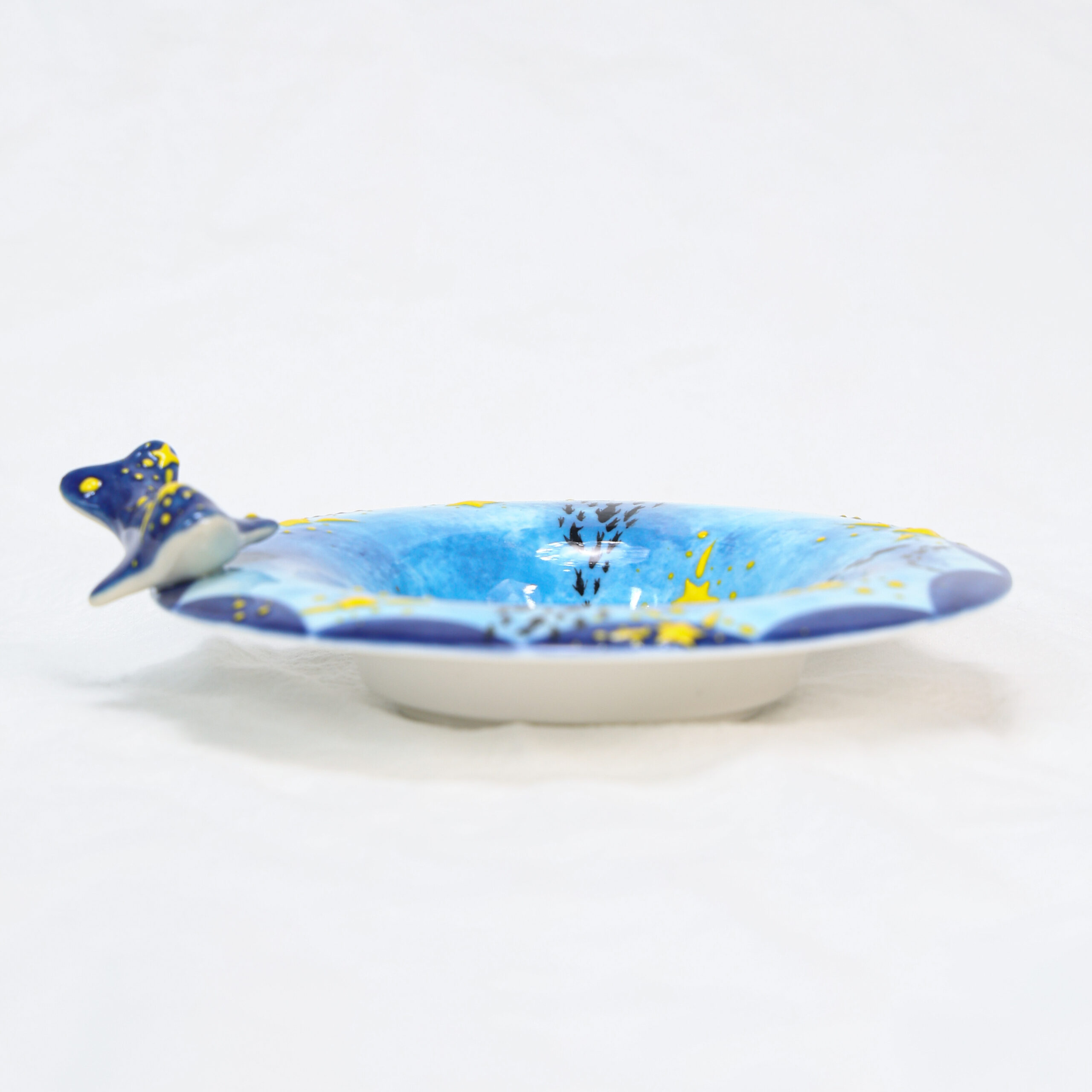 Hand-Painted Dolphin Ceramic Mug with Saucer - Image 2