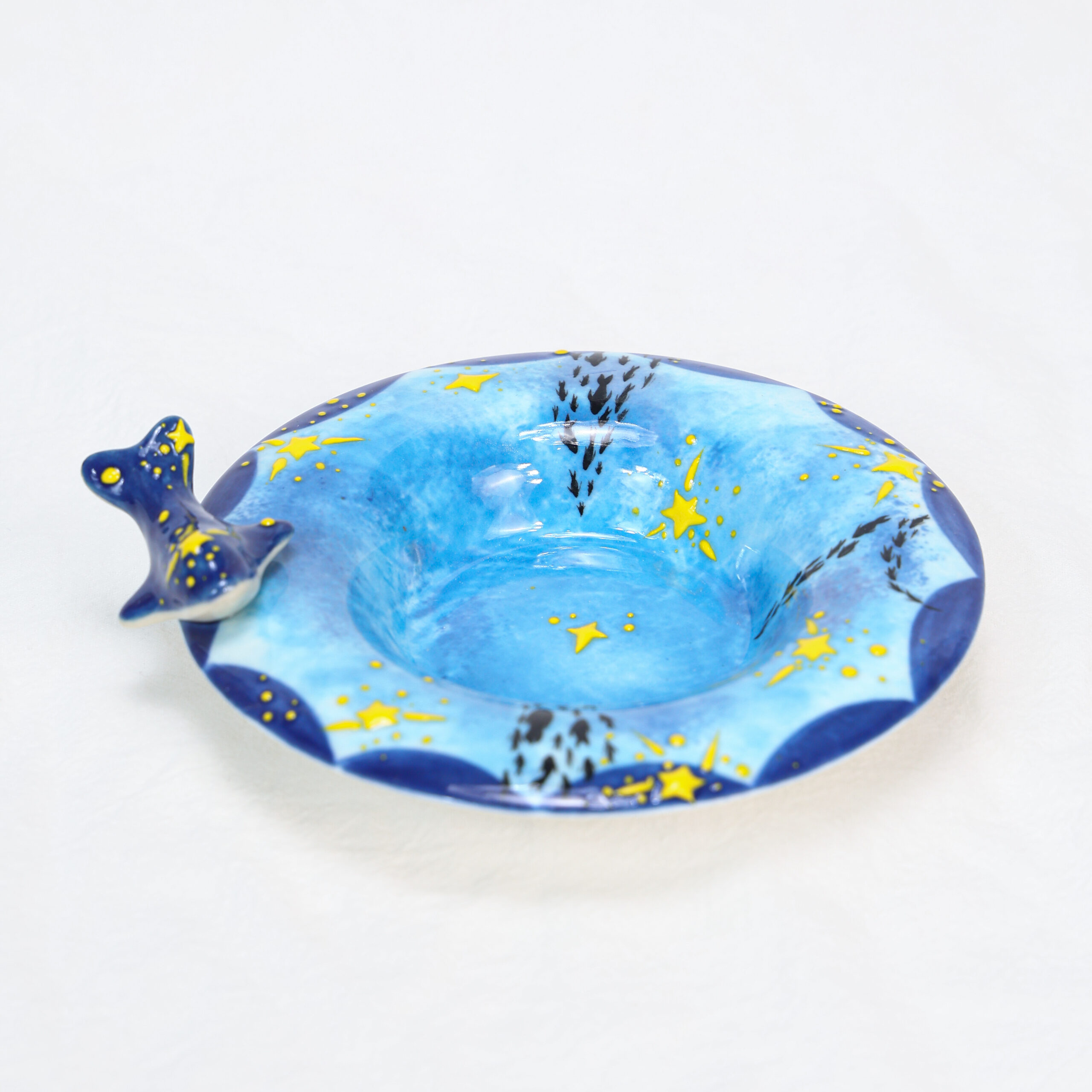 Hand-Painted Dolphin Ceramic Mug with Saucer - Image 3