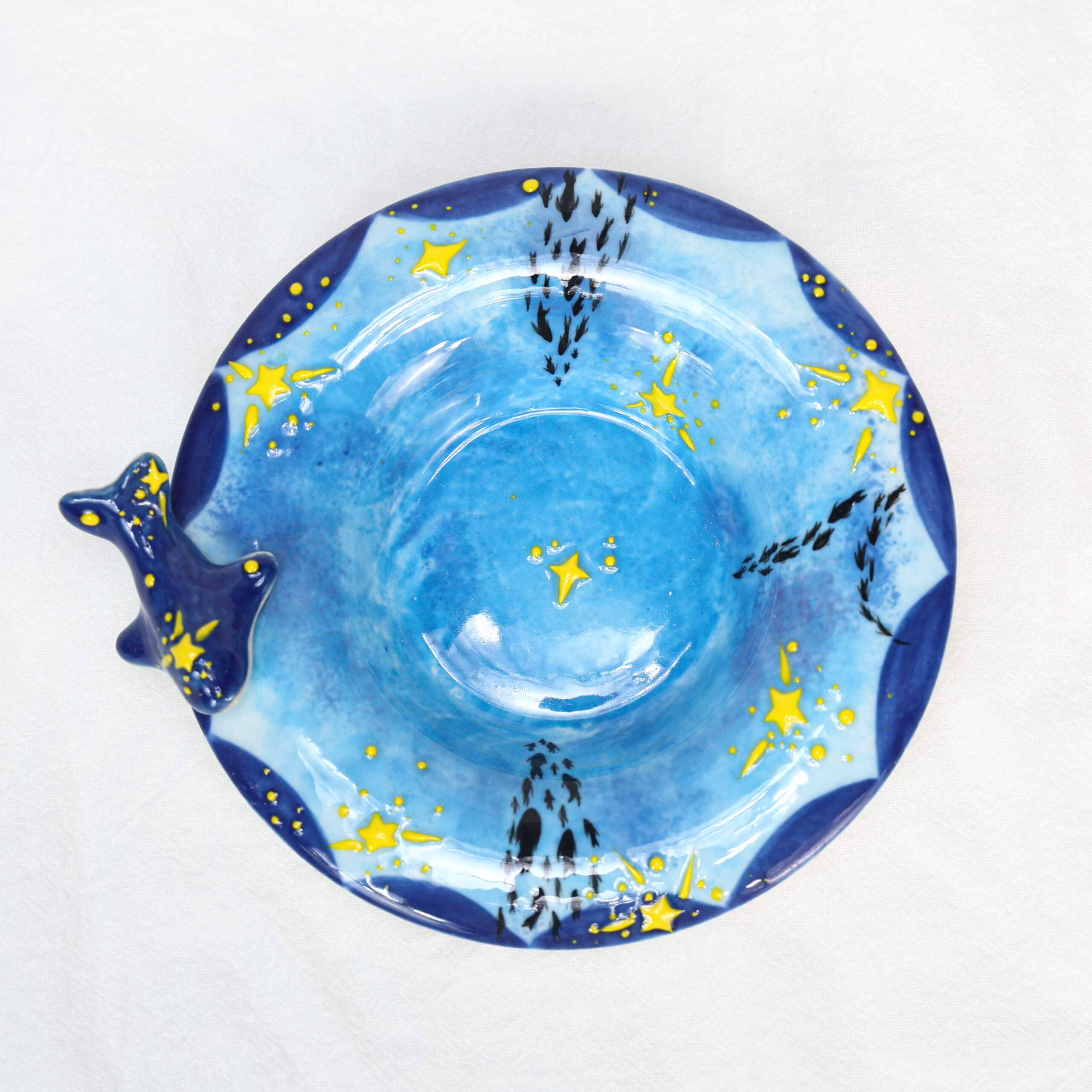 Hand-Painted Dolphin Ceramic Mug with Saucer - Image 4