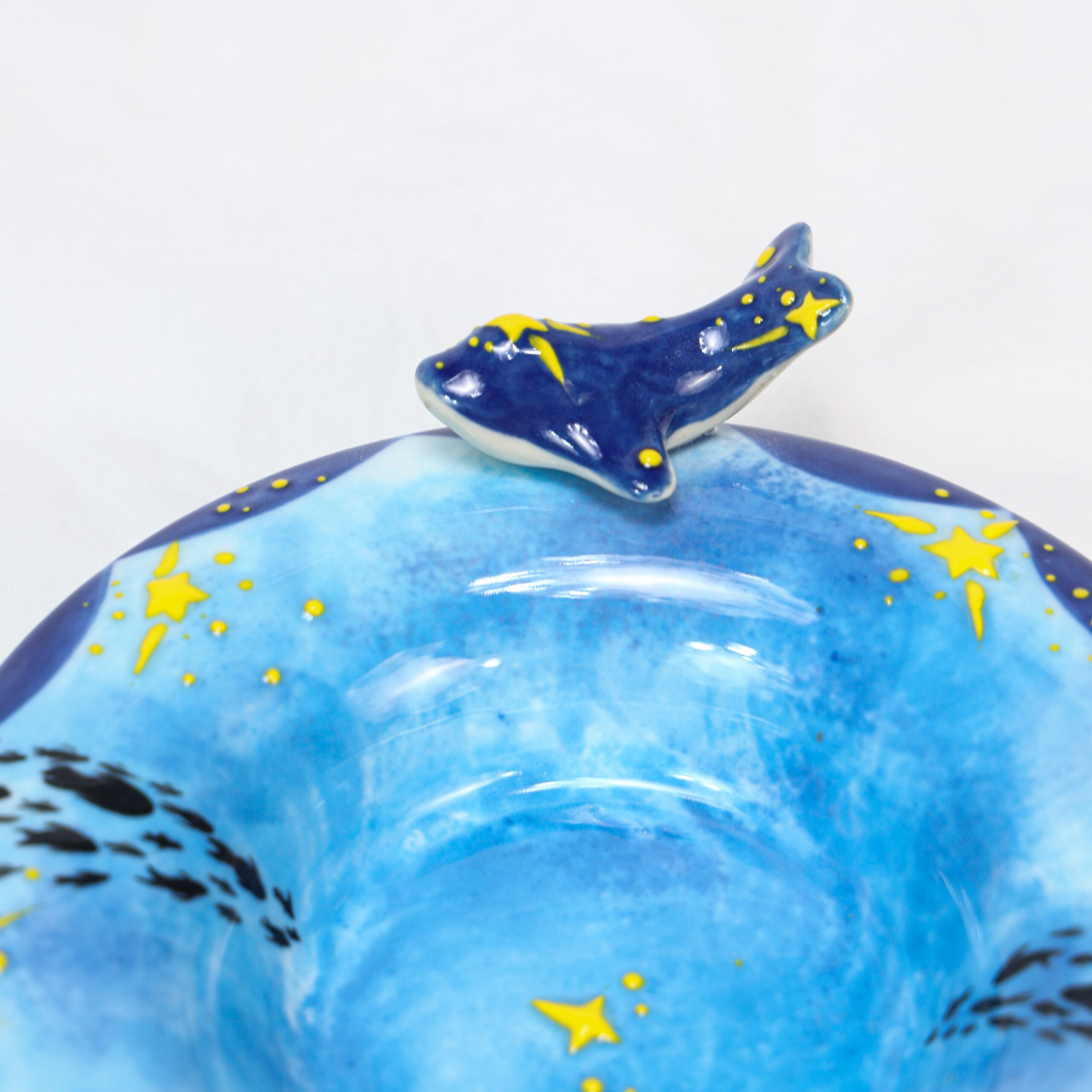 Hand-Painted Dolphin Ceramic Mug with Saucer - Image 5