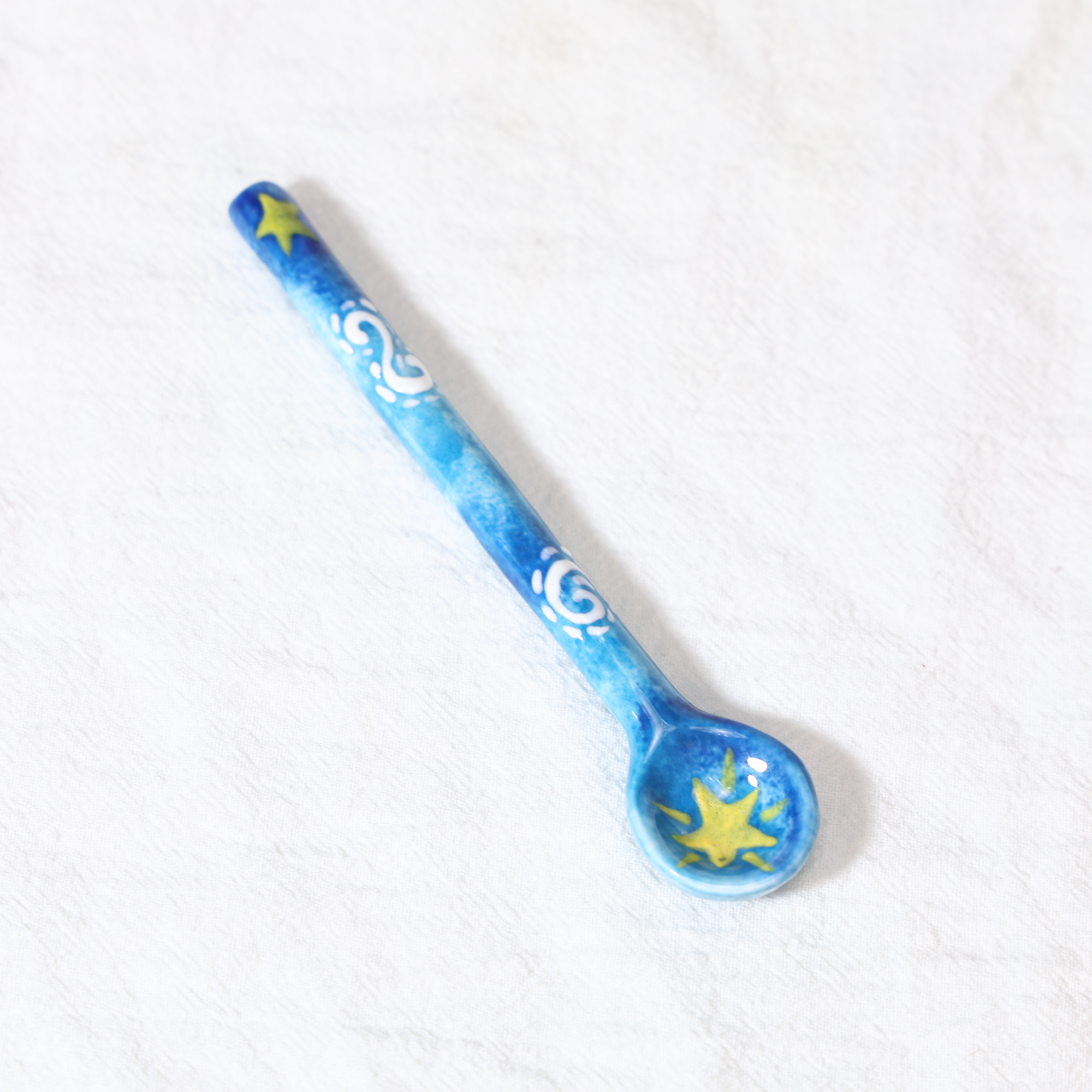 Hand-Painted Starry Ocean Ceramic Spoon