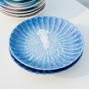 Hand-Painted Ocean Jellyfish Ceramic Plate