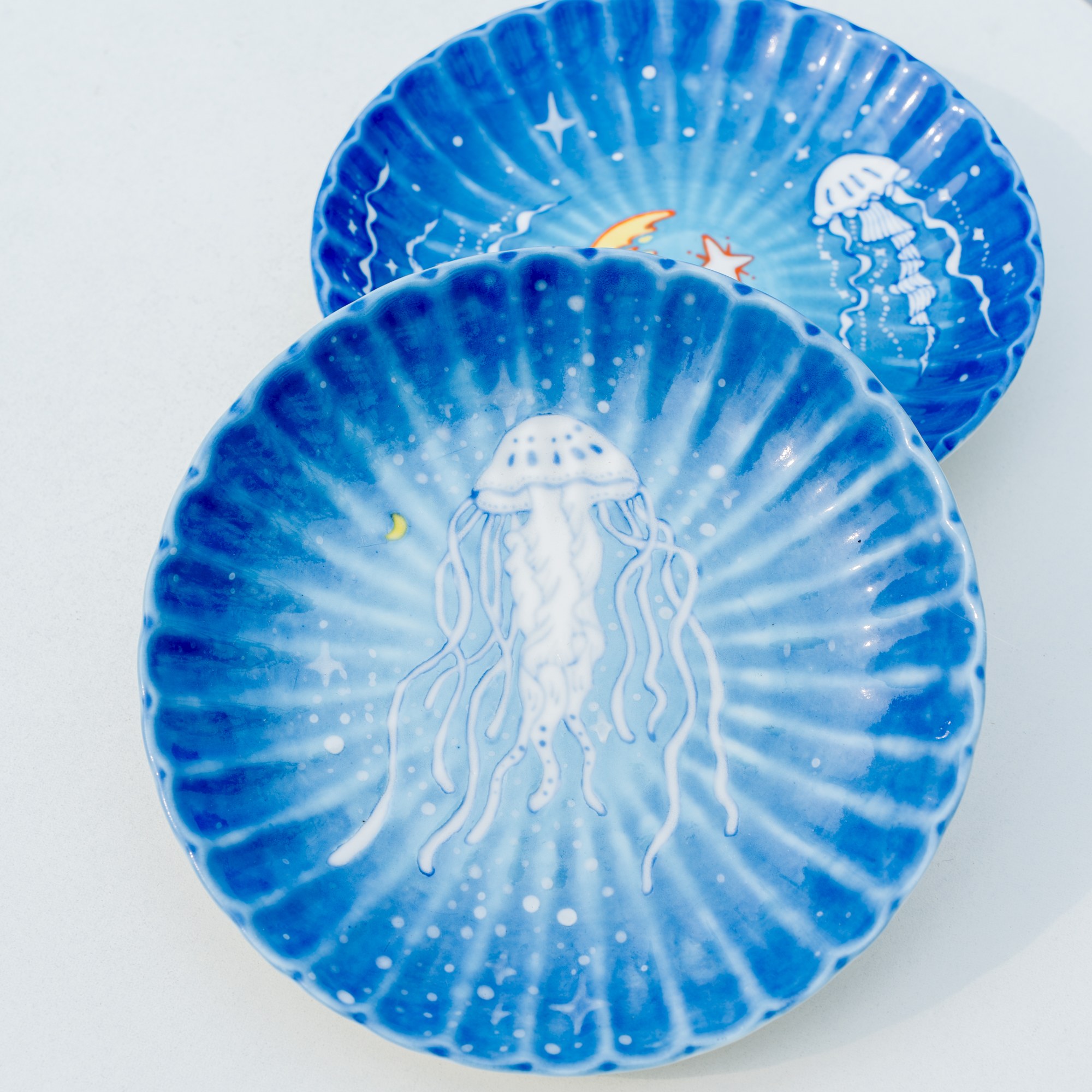 Hand-Painted Ocean Jellyfish Ceramic Plate - Image 2
