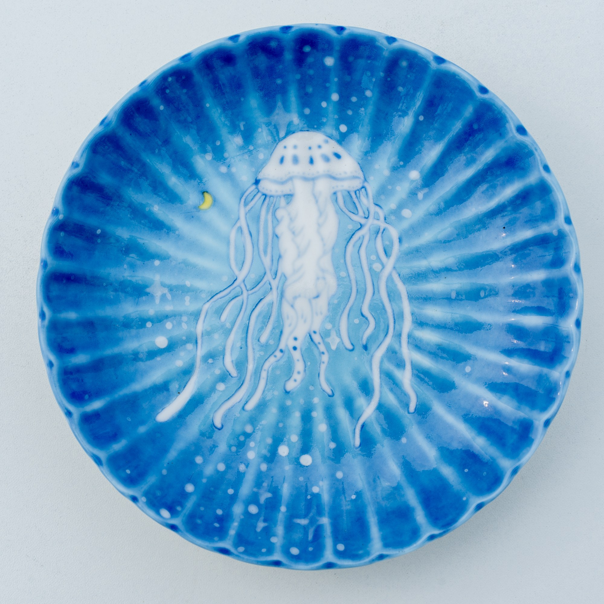 Hand-Painted Ocean Jellyfish Ceramic Plate - Image 3