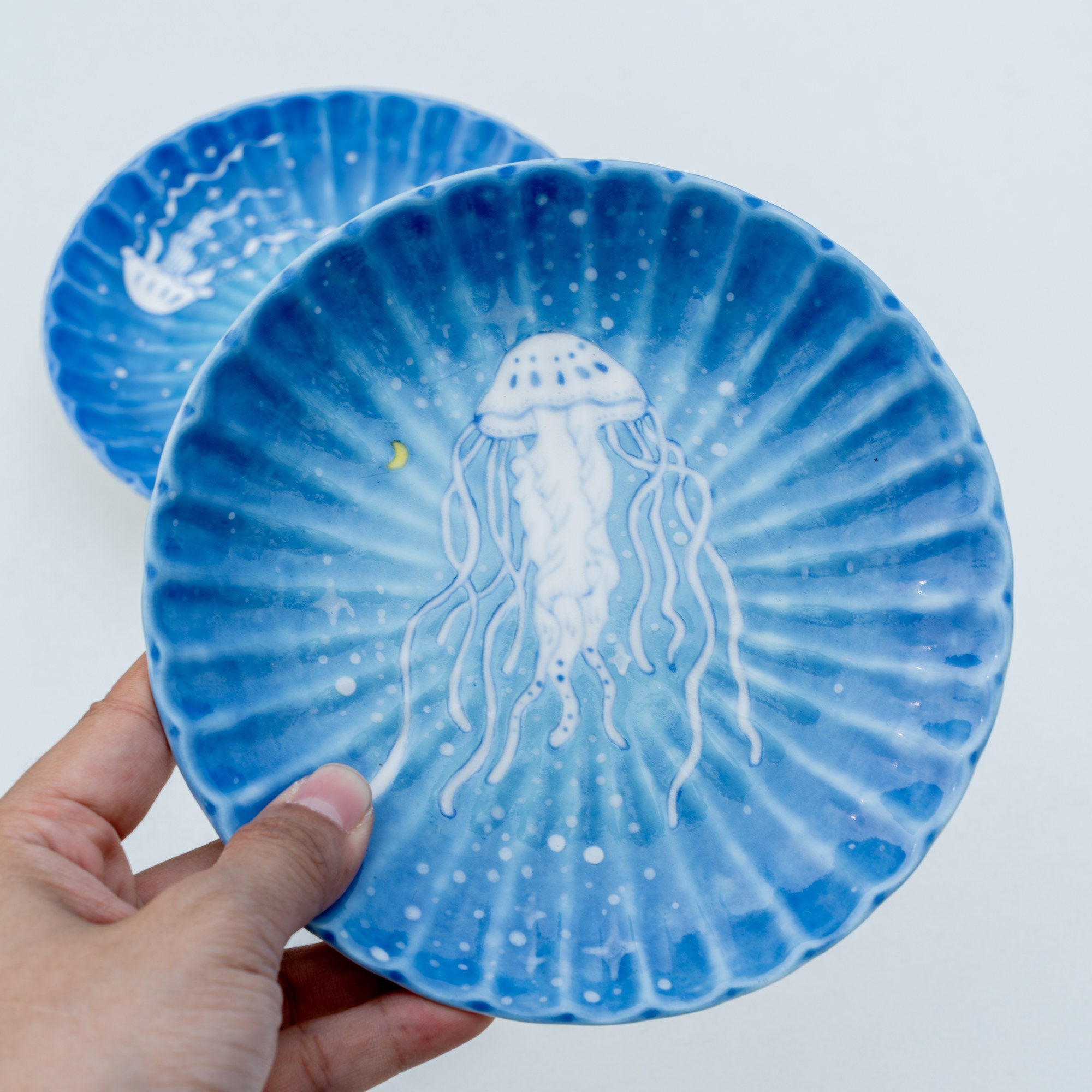 Hand-Painted Ocean Jellyfish Ceramic Plate - Image 5
