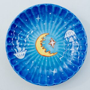 Hand-Painted Moon Jellyfish Ceramic Plate