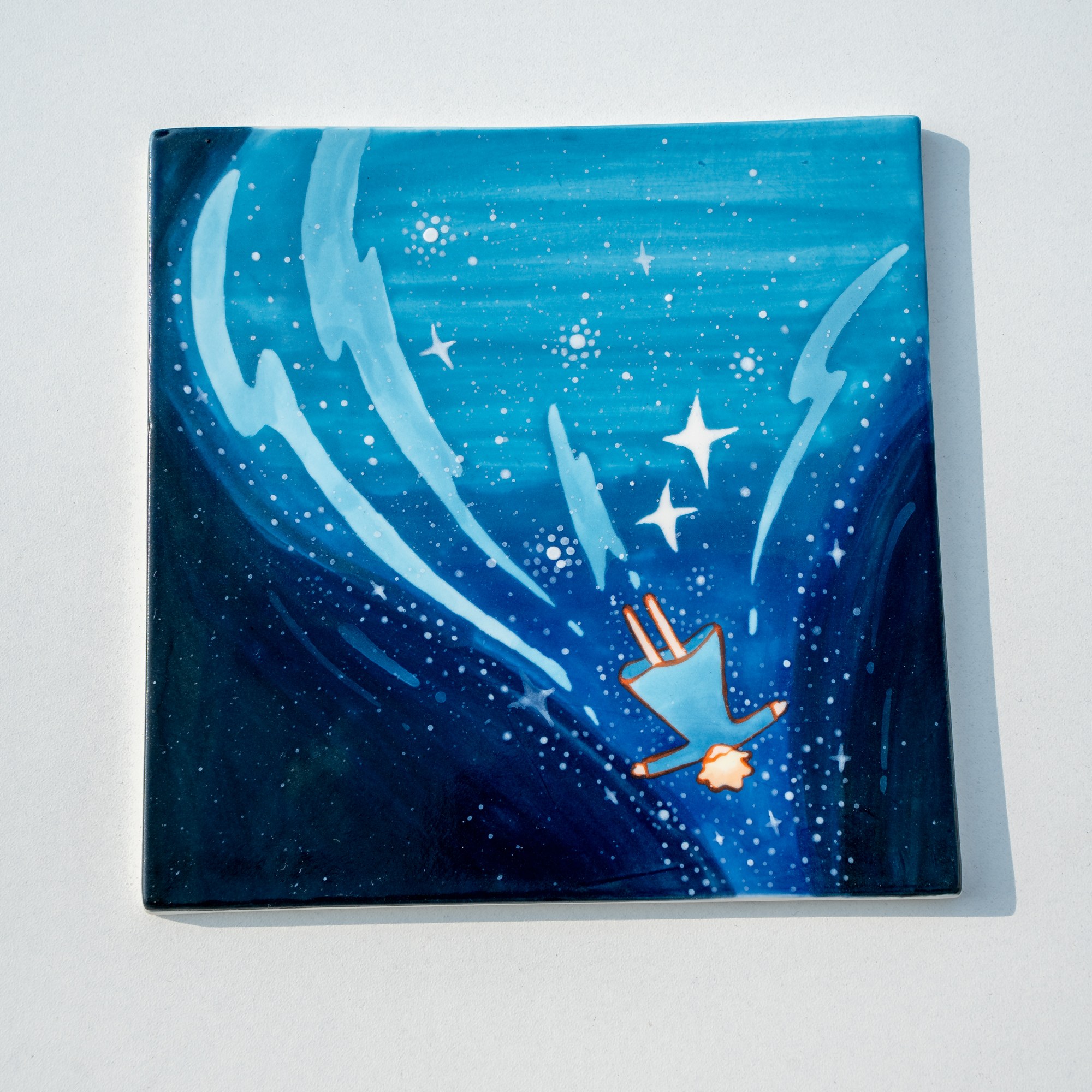 Hand-Painted Ocean Ceramic Art Tile - Image 2