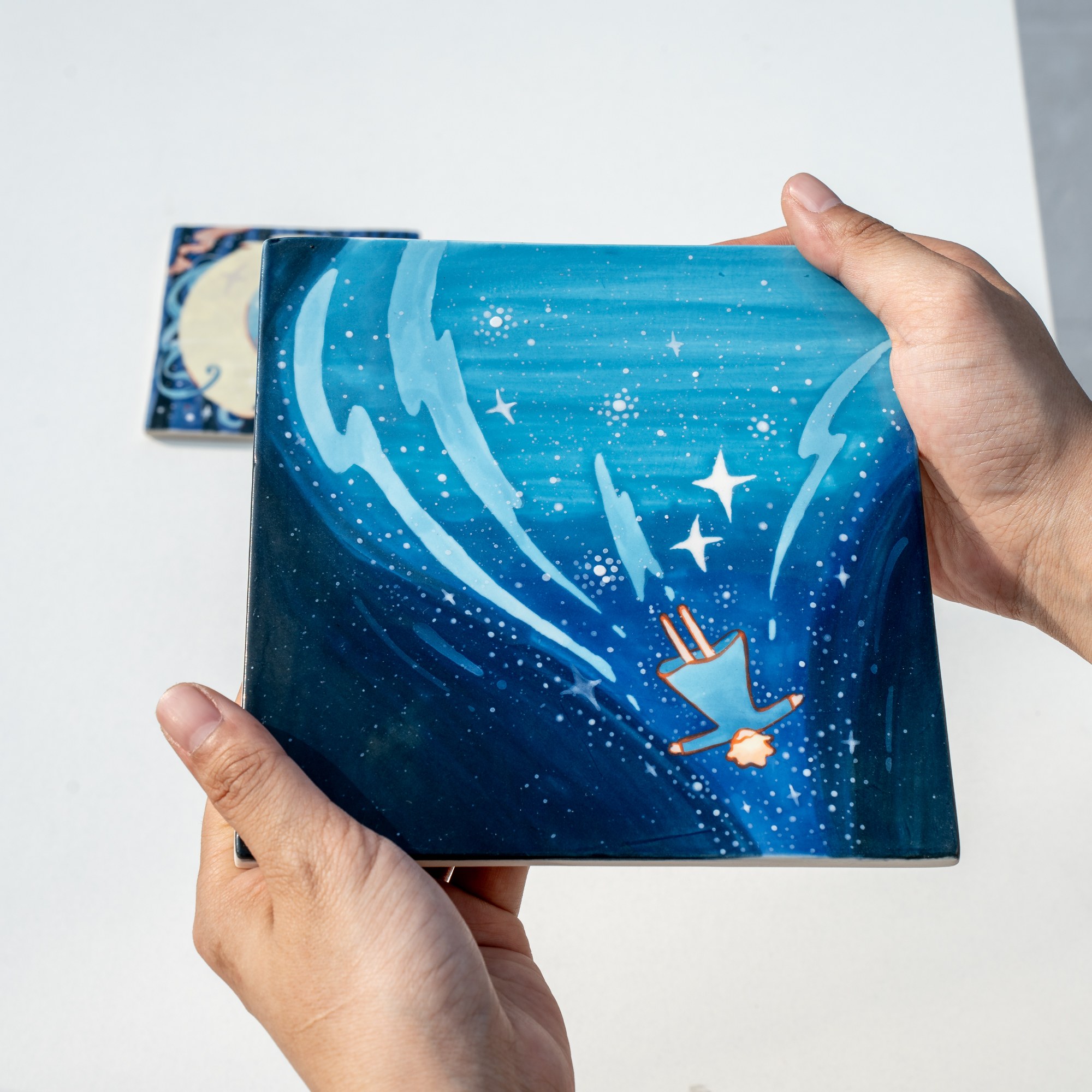 Hand-Painted Ocean Ceramic Art Tile - Image 3