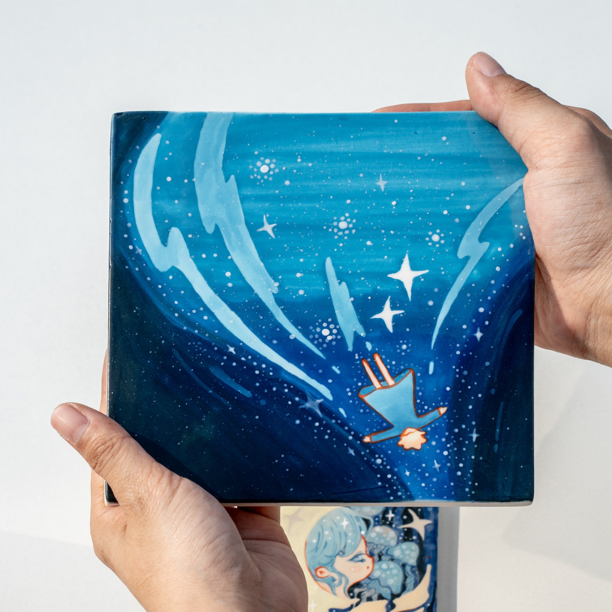 Hand-Painted Ocean Ceramic Art Tile - Image 4