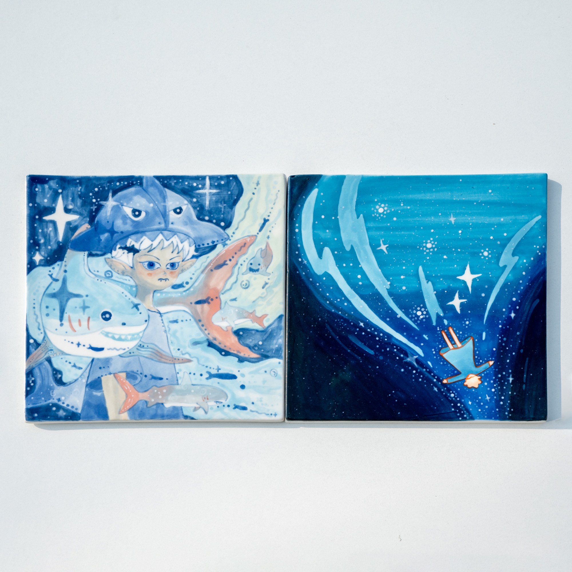 Hand-Painted Ocean Ceramic Art Tile - Image 2