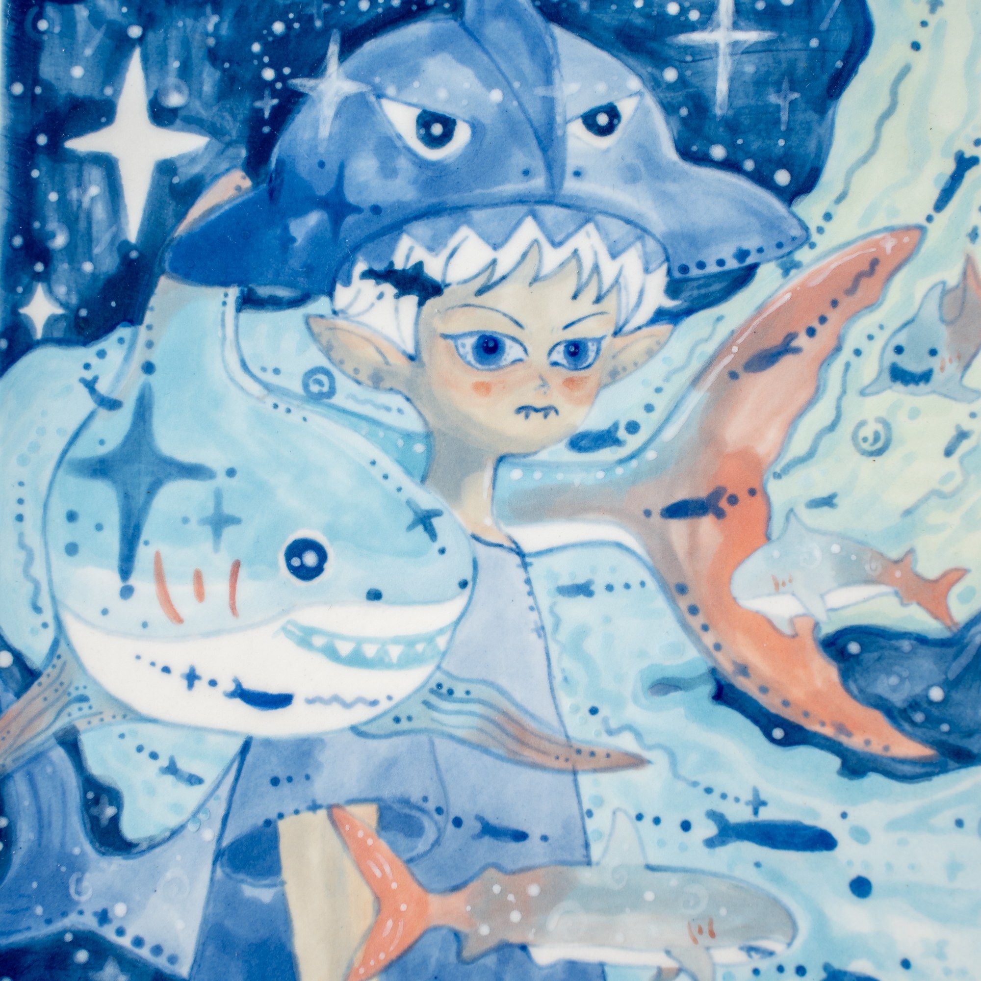 Hand-Painted Ocean Ceramic Art Tile - Image 3