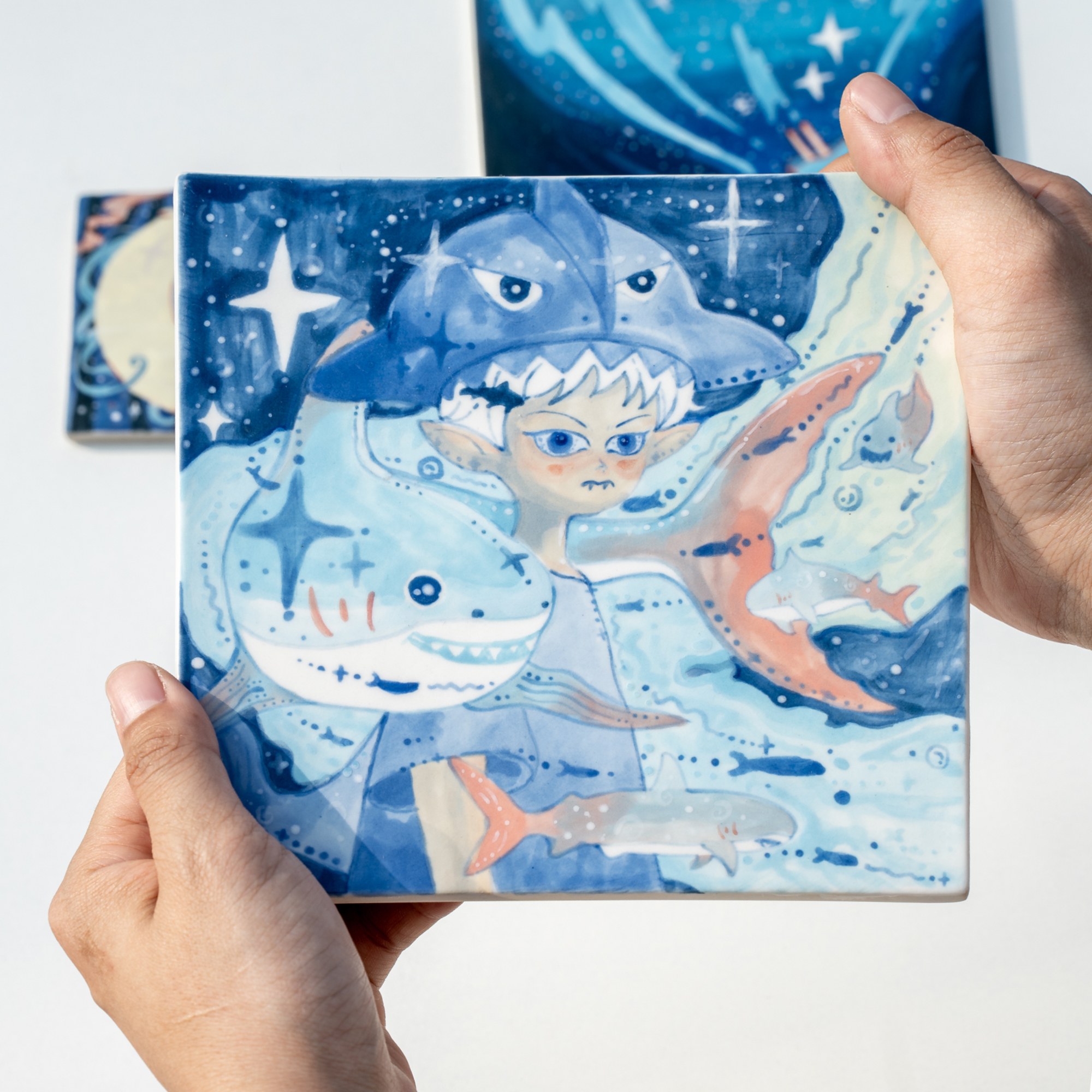 Hand-Painted Ocean Ceramic Art Tile - Image 5