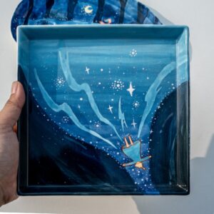 Hand-Painted Ocean Ceramic Tray Plate