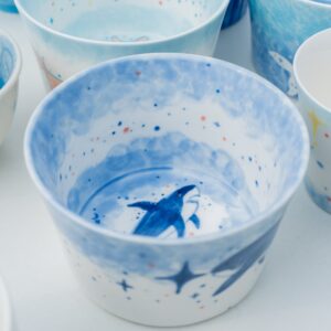 Hand-Painted Ocean Shark Ceramic Cup