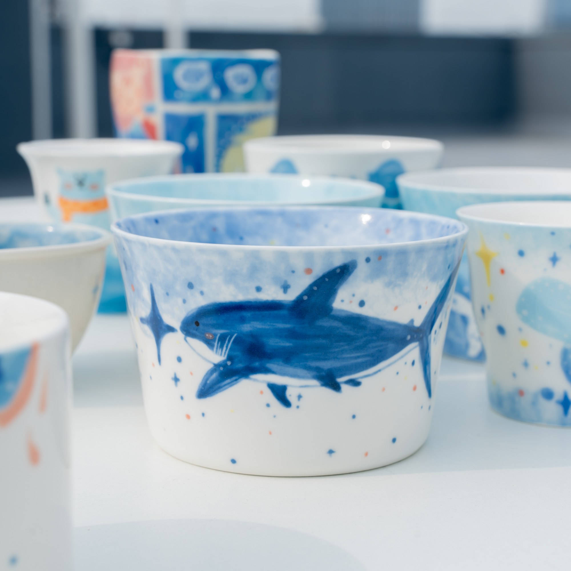 Hand-Painted Ocean Shark Ceramic Cup - Image 3