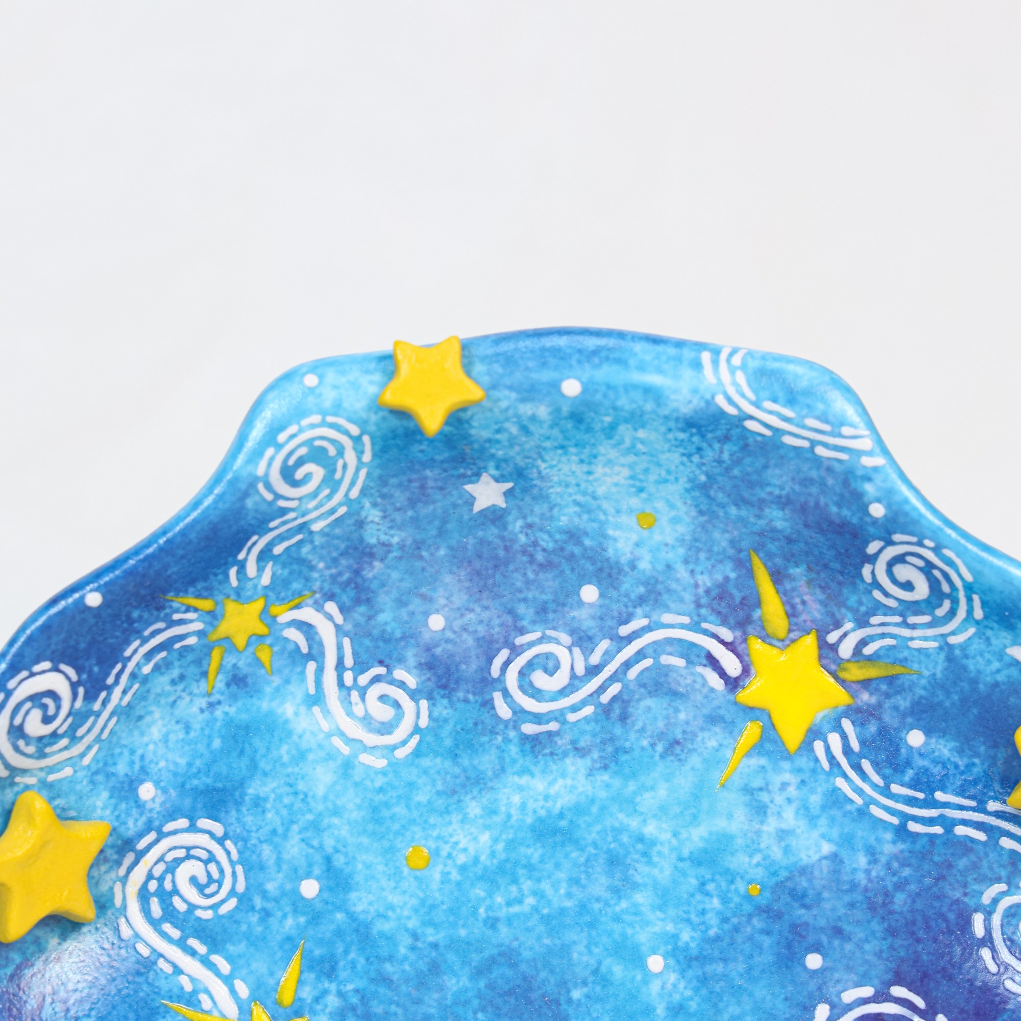Hand-Painted Starry Ocean Ceramic Mug with Saucer - Image 3