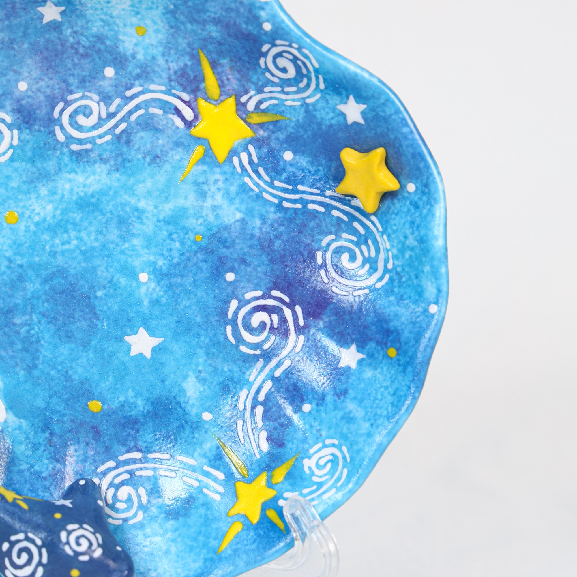 Hand-Painted Starry Ocean Ceramic Mug with Saucer - Image 4