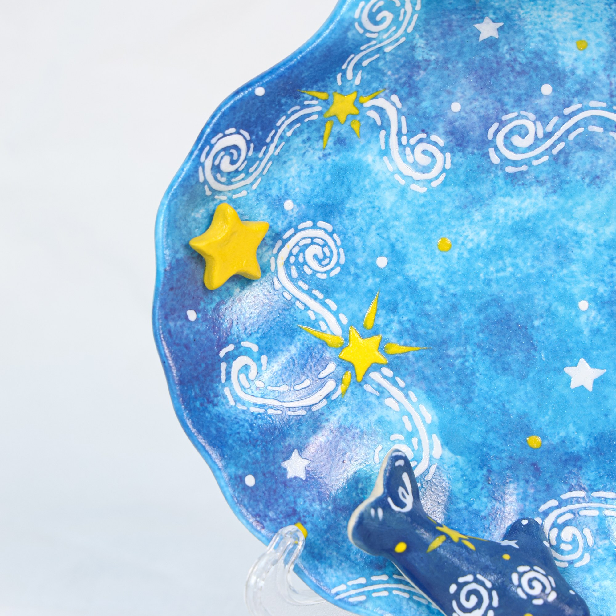 Hand-Painted Starry Ocean Ceramic Mug with Saucer - Image 5