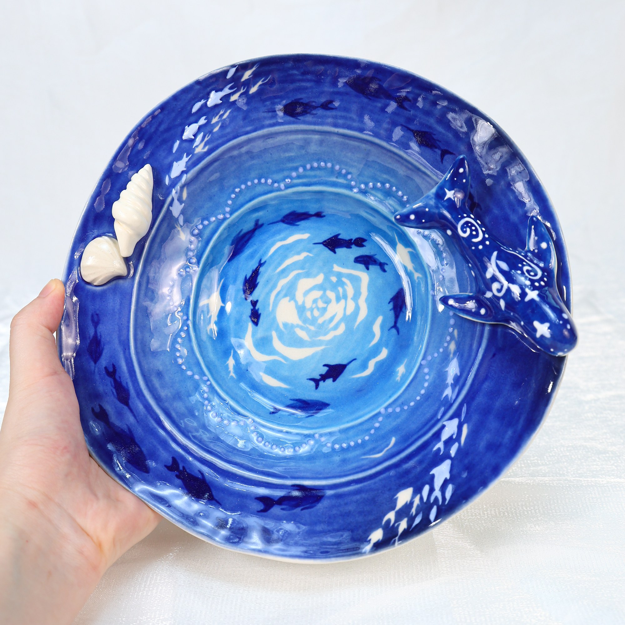 Hand-Painted Ocean Ceramic Plate - Image 3