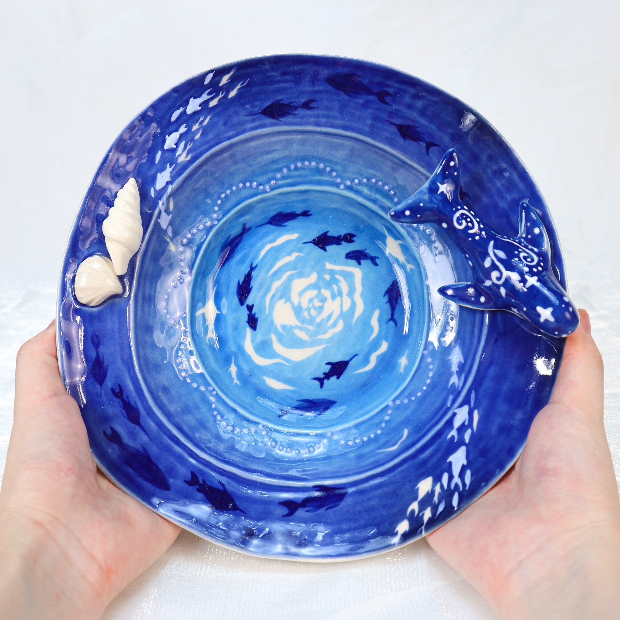 Hand-Painted Ocean Ceramic Plate