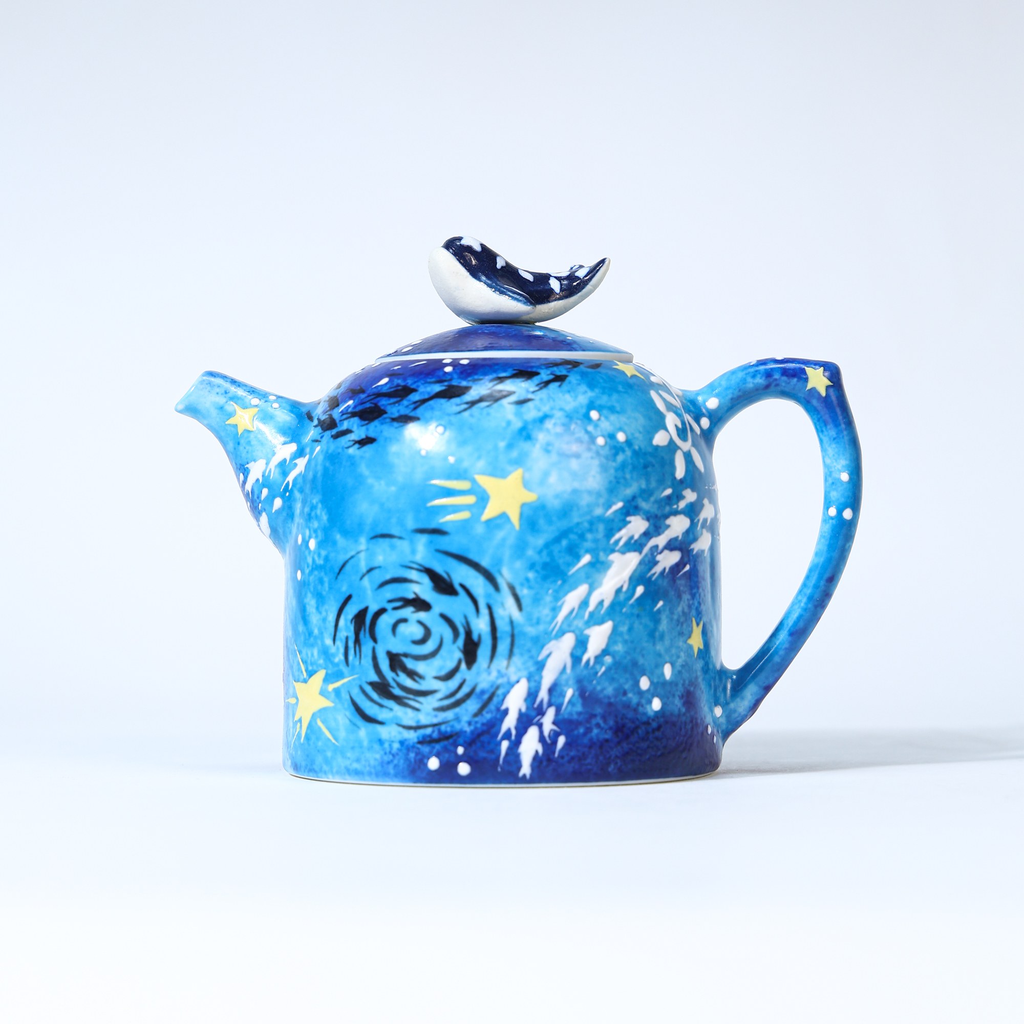 Hand-Painted Ocean Ceramic Teapot - Image 2