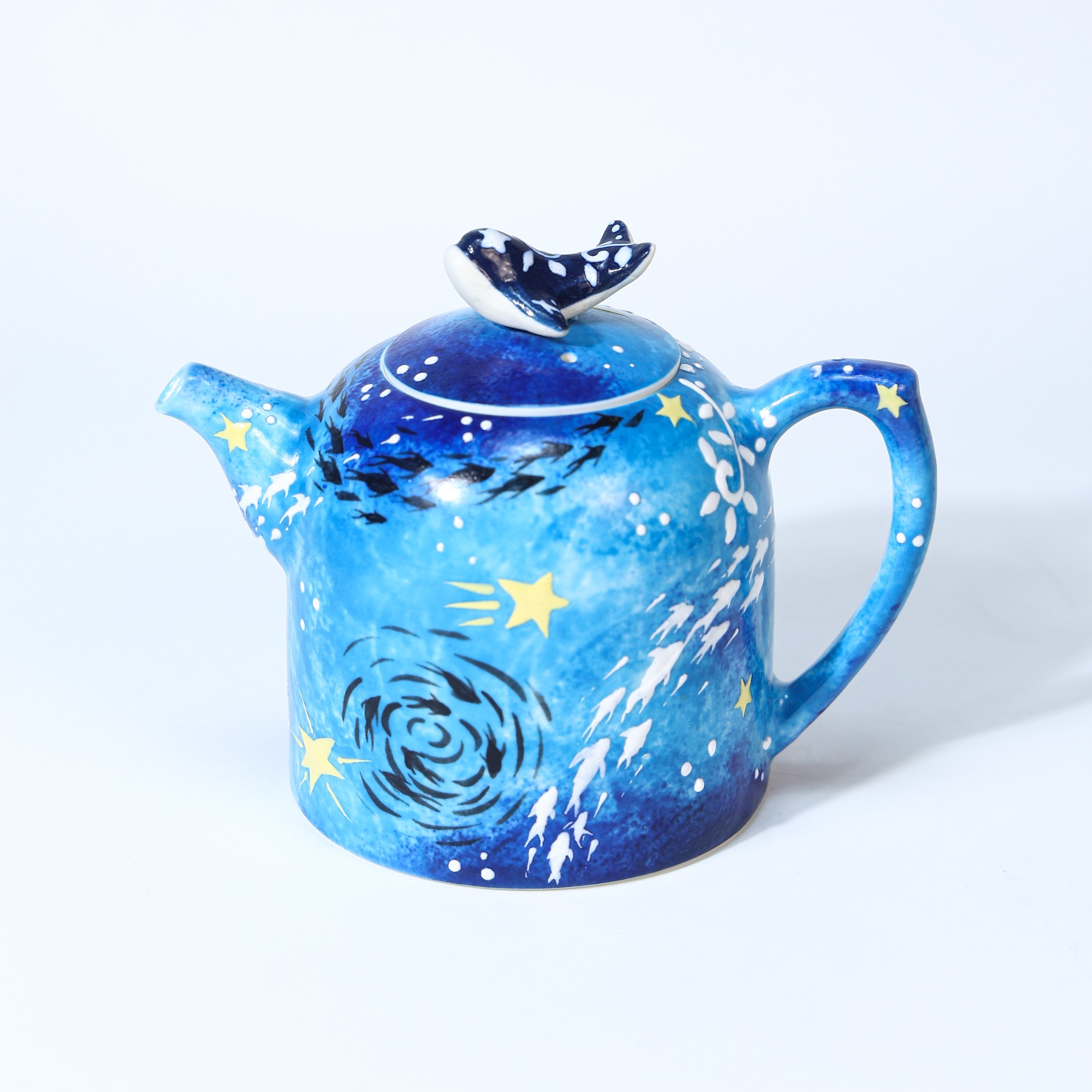 Hand-Painted Ocean Ceramic Teapot - Image 3