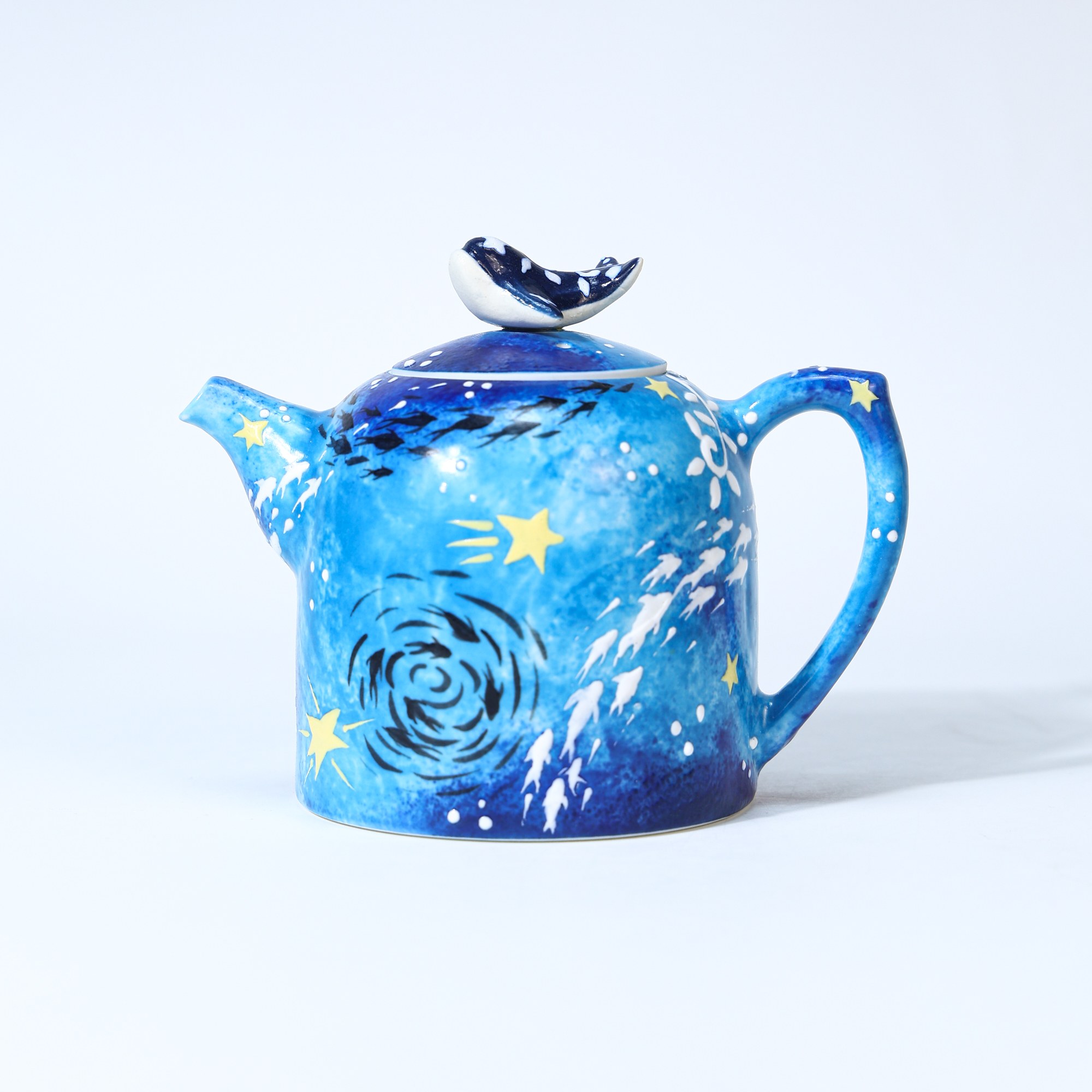 Hand-Painted Ocean Ceramic Teapot