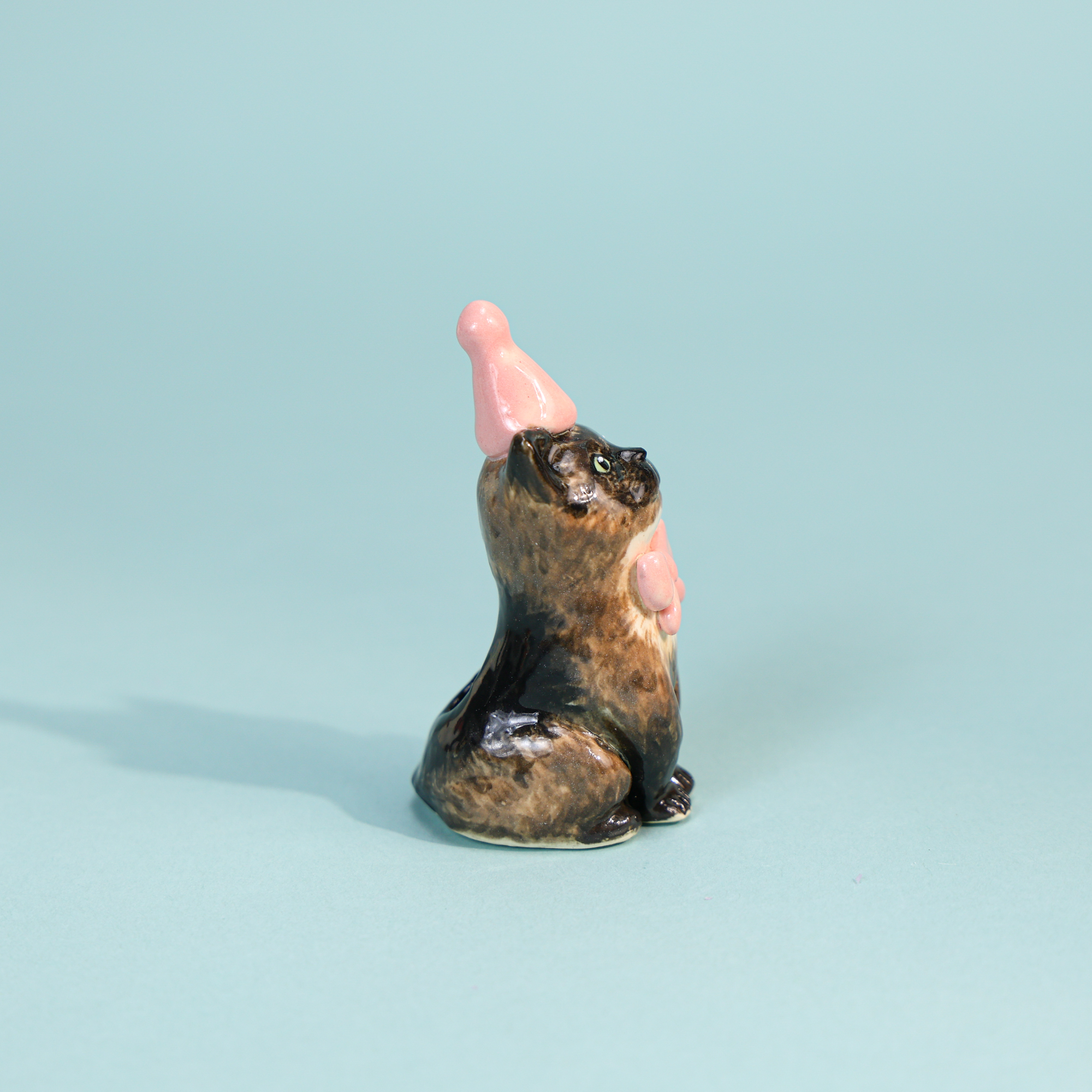 Black cat cake topper candle holder - detail view