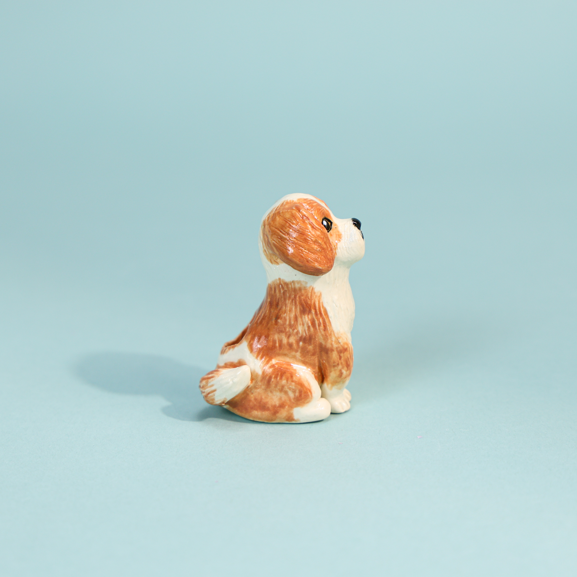 Hand-Painted Brown & White Dog Cake Topper Candle Holder - Image 3