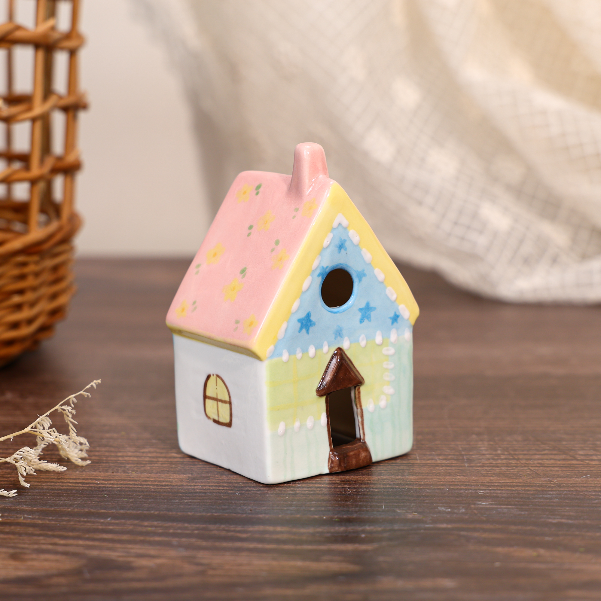Hand-Painted Pastel Star Ceramic House Ornament - Image 7