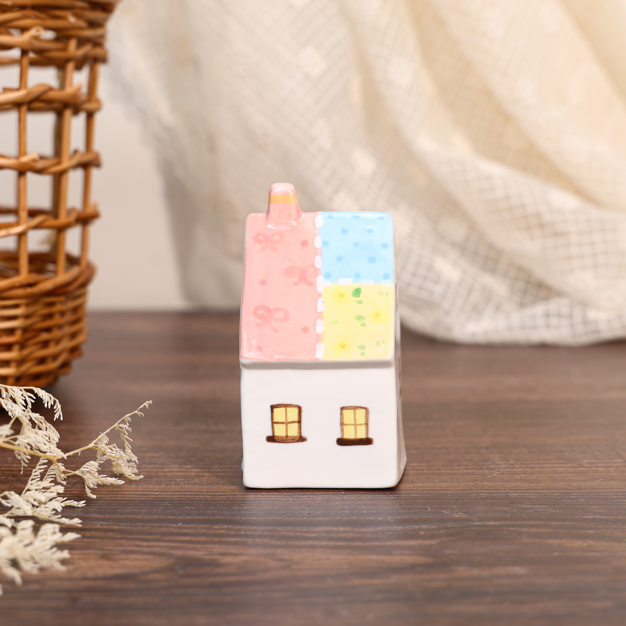 Hand-Painted Pastel Cottage Ceramic House Ornament - Image 6