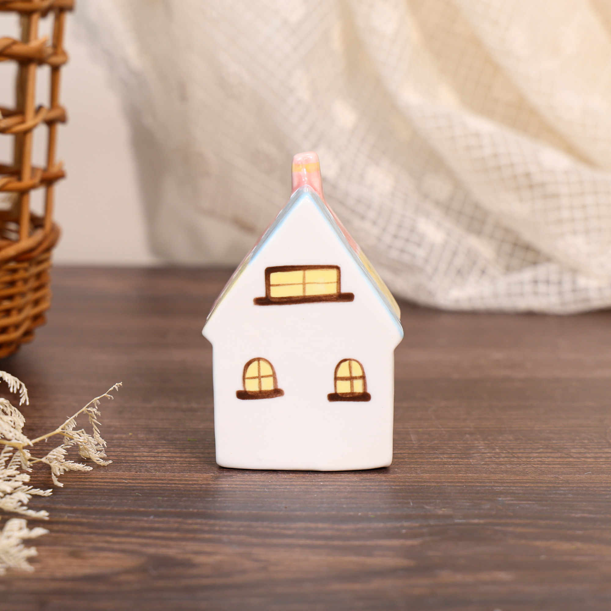 Hand-Painted Pastel Cottage Ceramic House Ornament - Image 5