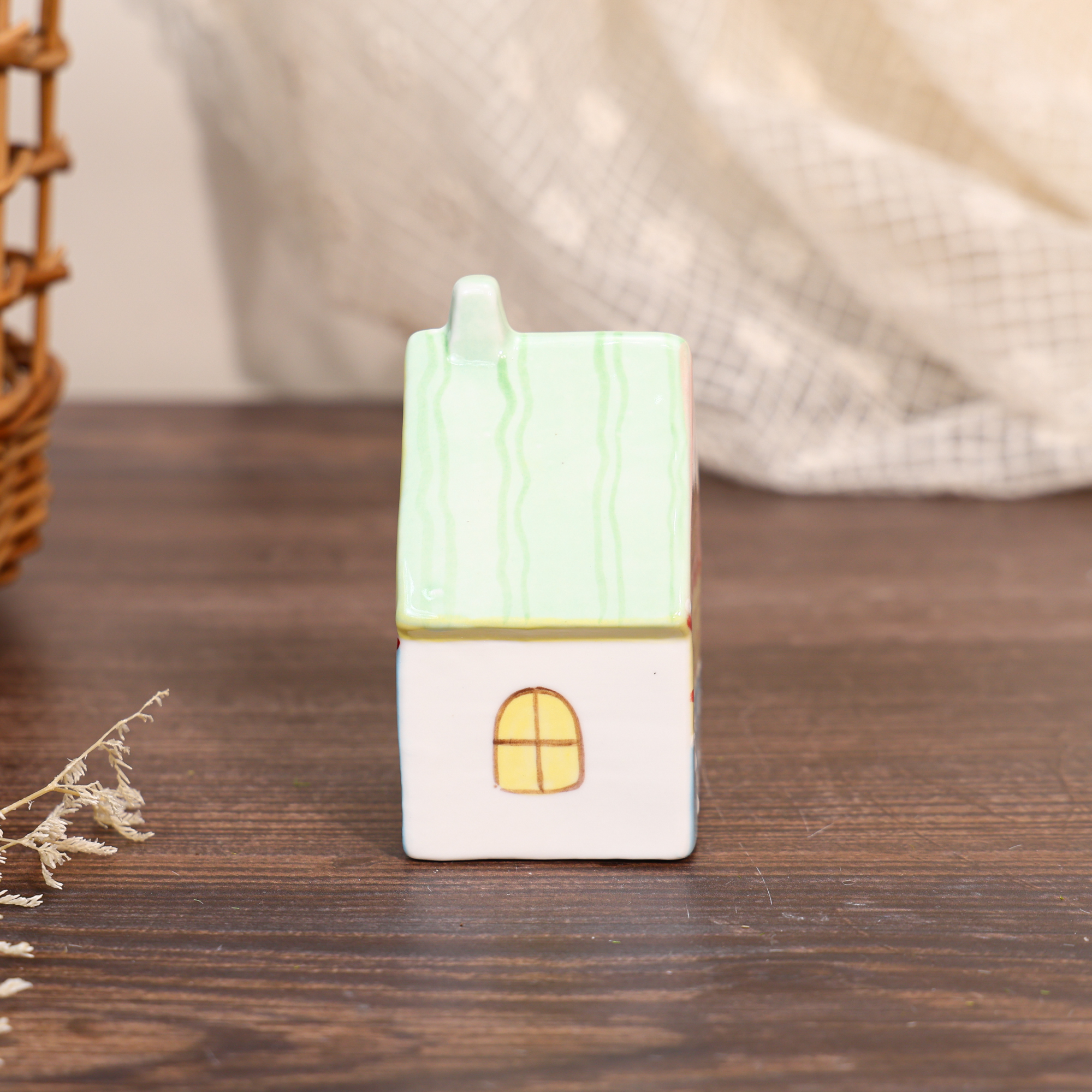 Hand-Painted Floral Cottage Ceramic House Ornament - Image 5