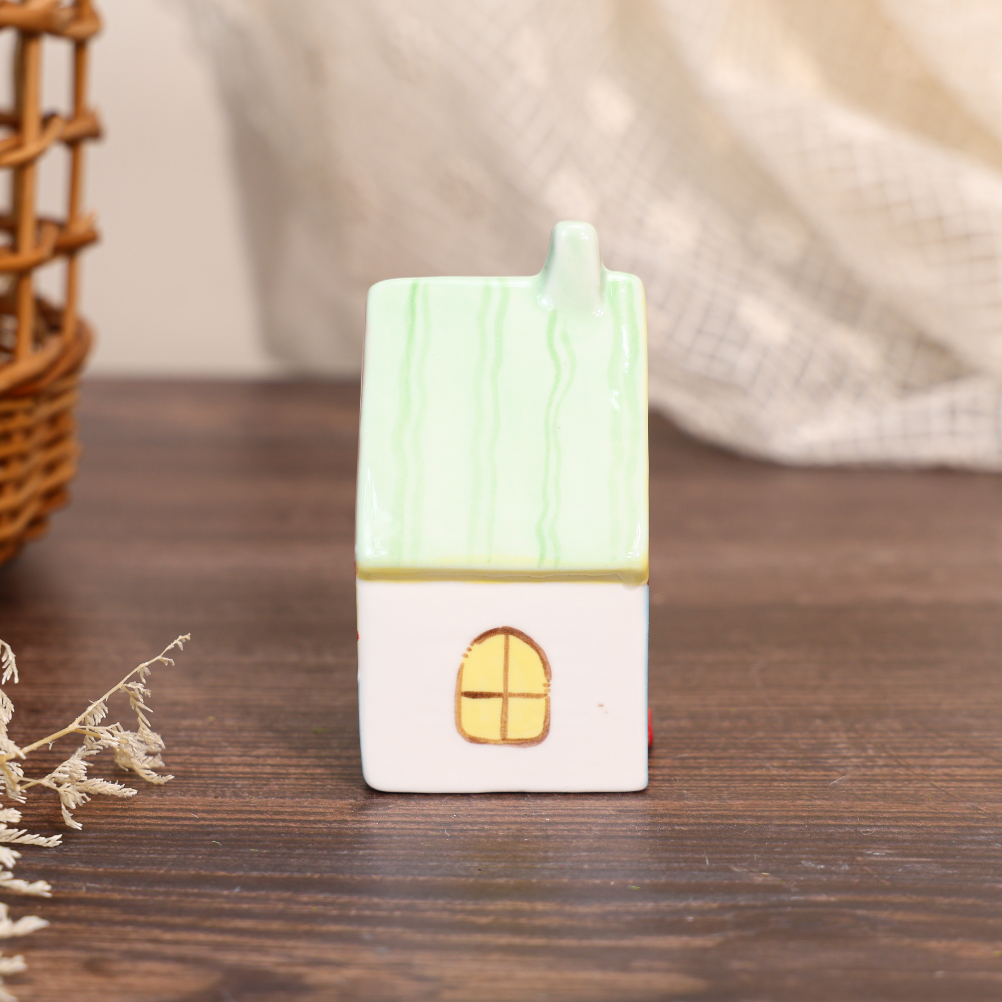 Hand-Painted Floral Cottage Ceramic House Ornament - Image 7