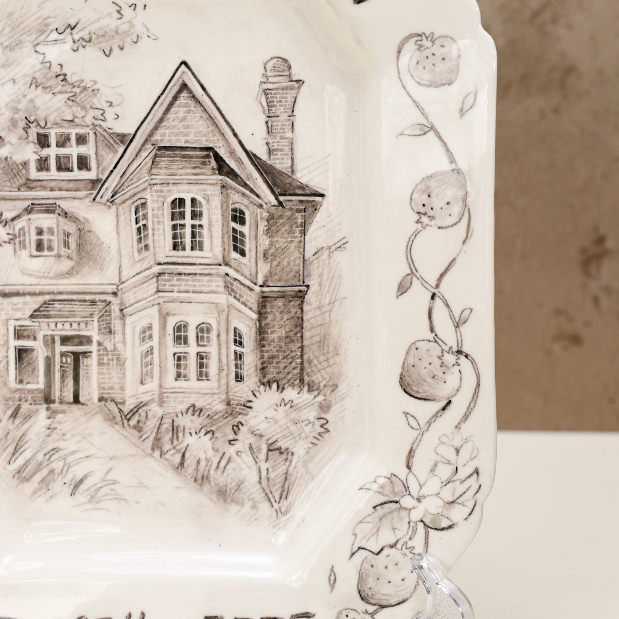 Personalized Strawberry Border House Portrait Porcelain Plate - Image 9