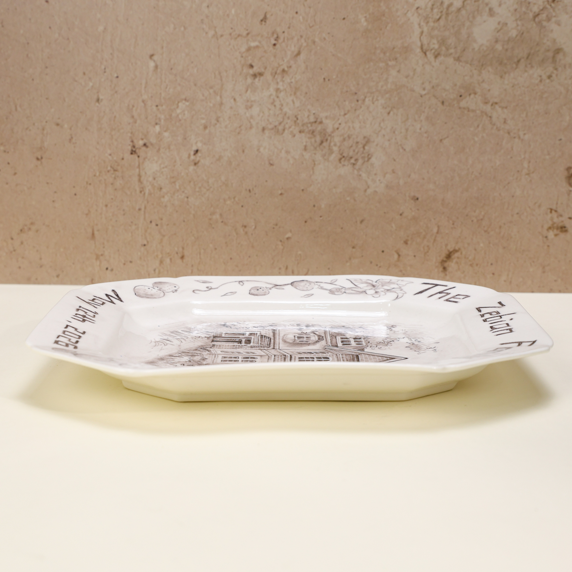Personalized Strawberry Border House Portrait Porcelain Plate - Image 6