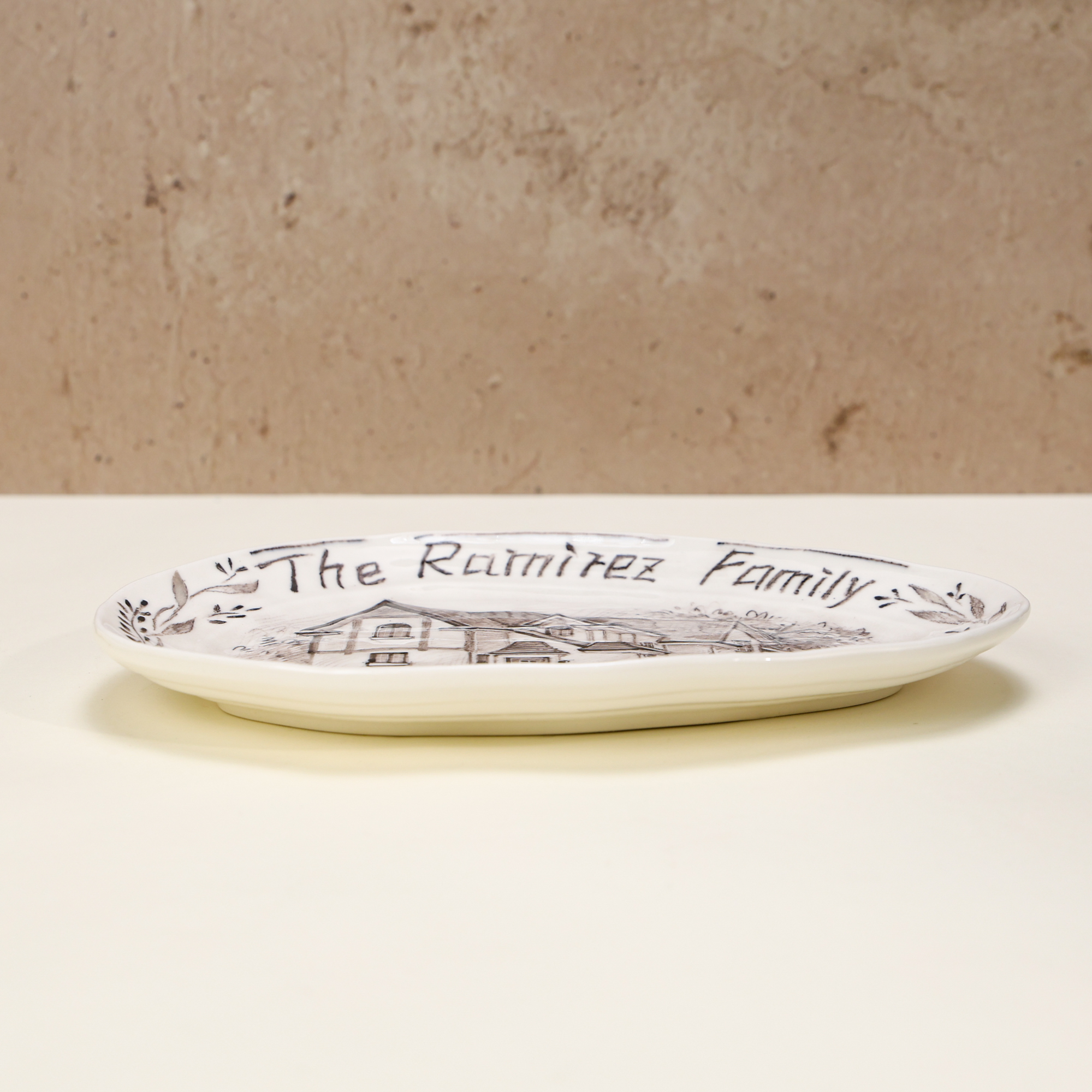Custom Oval House Portrait Plate with Botanical Border - Image 2