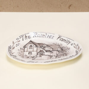 Custom Oval House Portrait Plate with Botanical Border