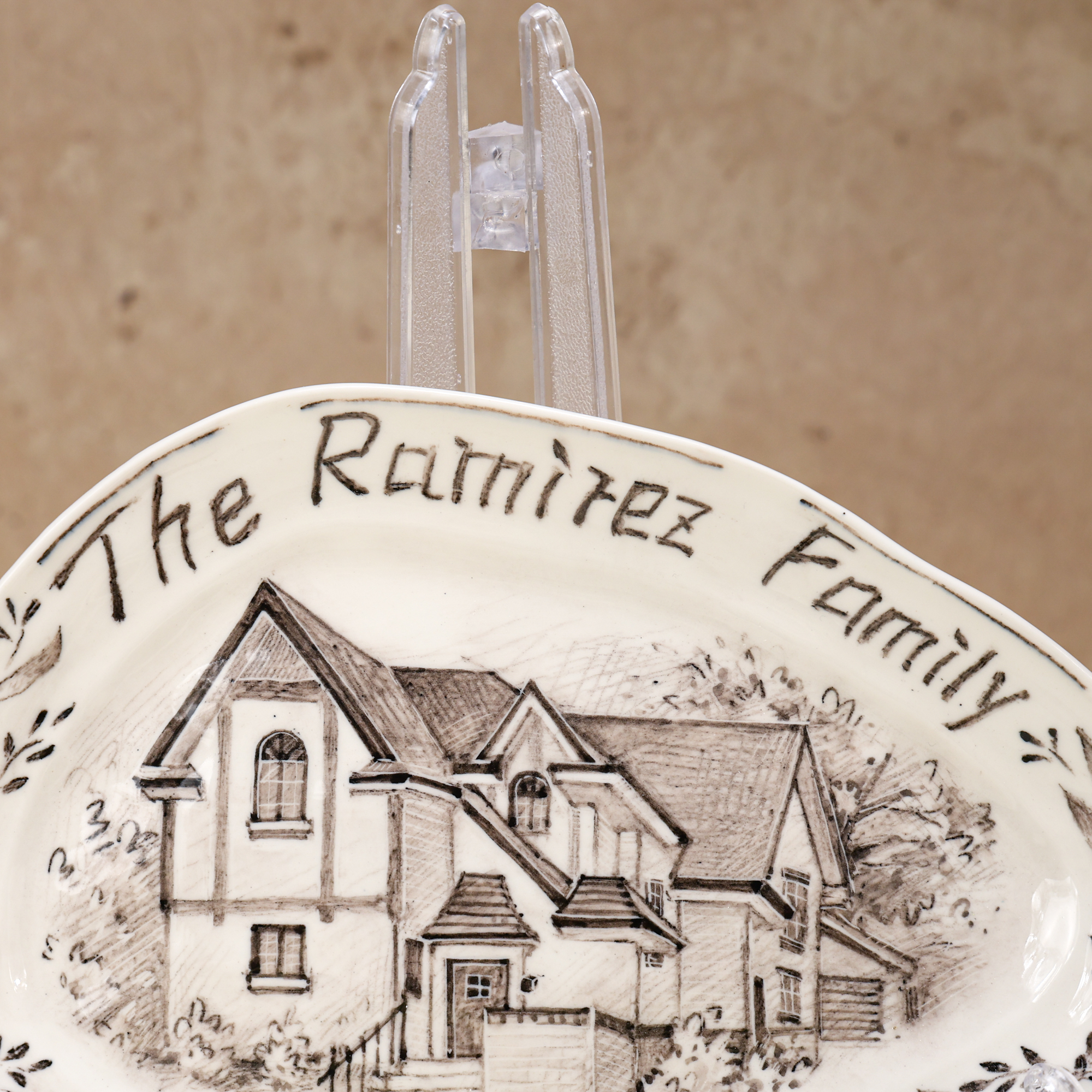 Custom Oval House Portrait Plate with Botanical Border - Image 7