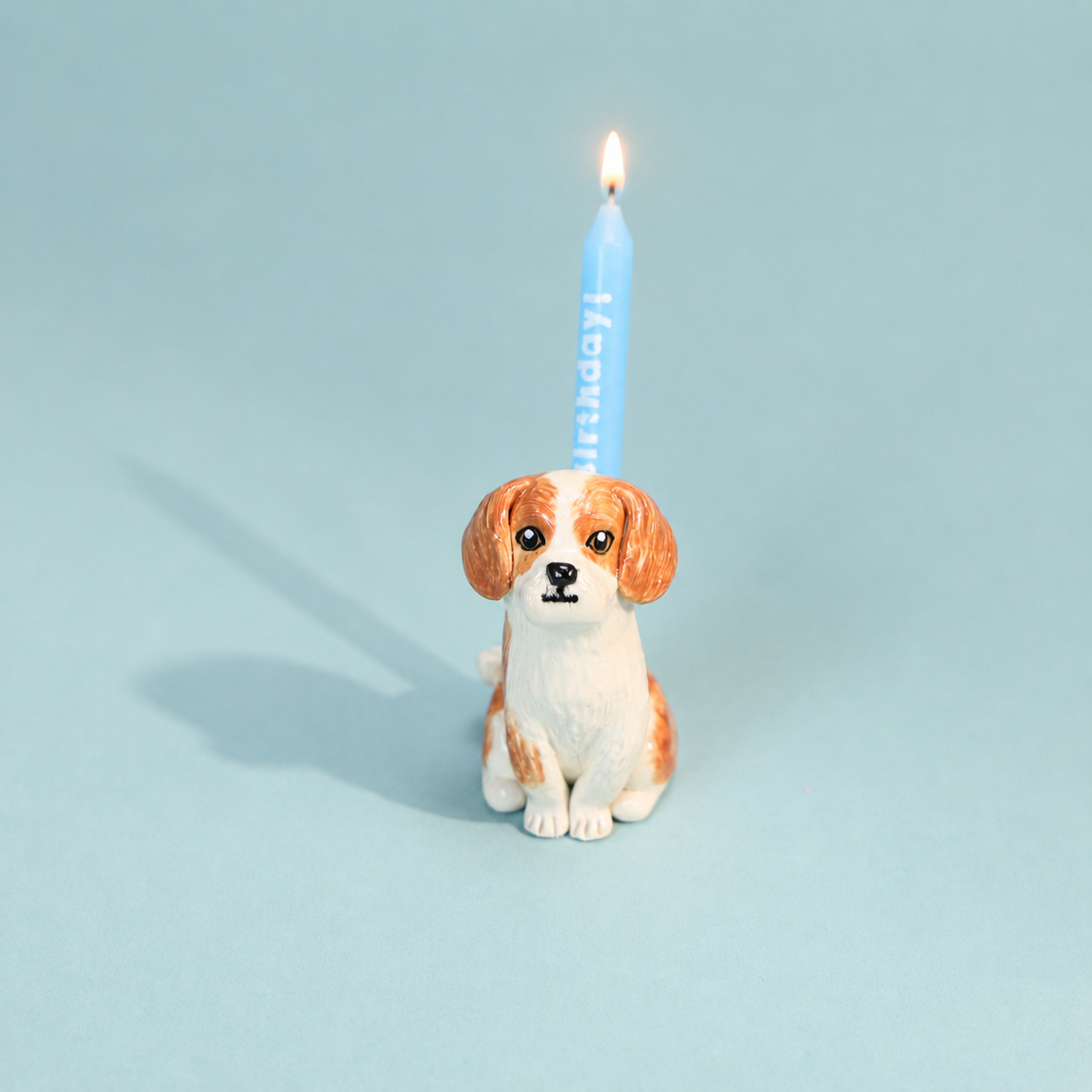 Hand-Painted Brown & White Dog Cake Topper Candle Holder - Image 8