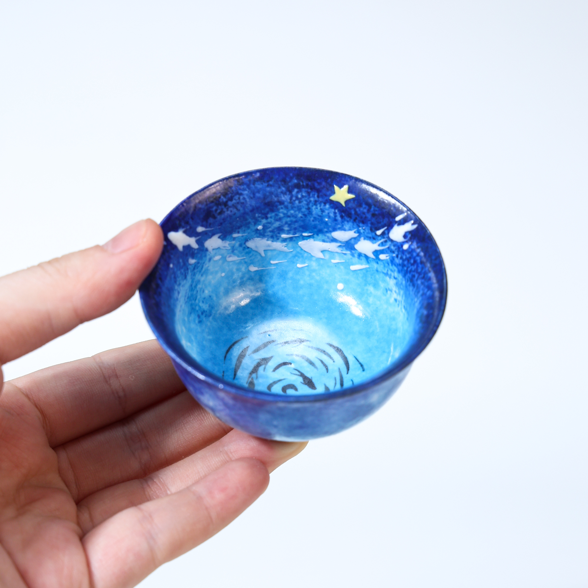 Hand-Painted Blue Galaxy Starry Night Ceramic Cup - Image 4