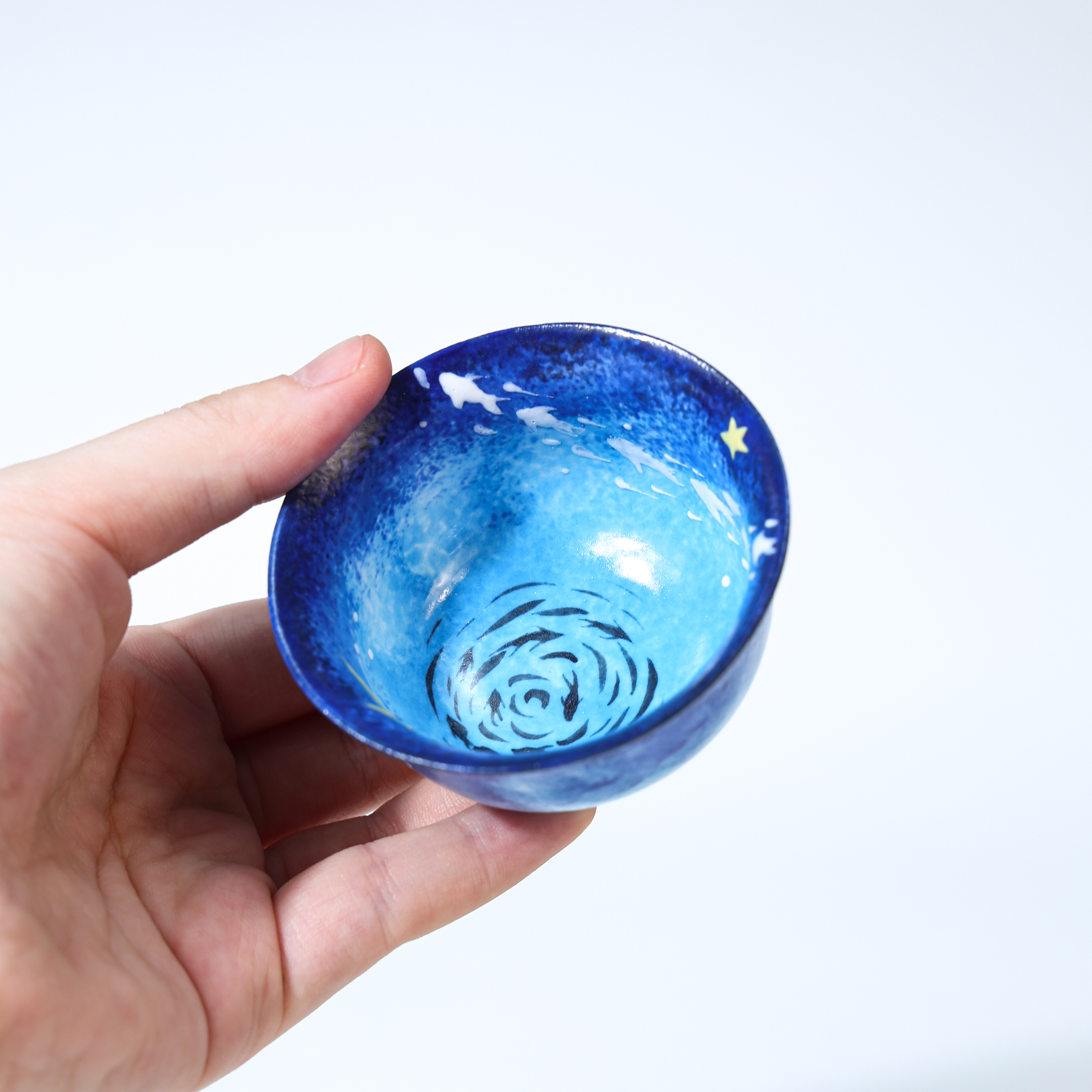 Hand-Painted Blue Galaxy Starry Night Ceramic Cup - Image 3