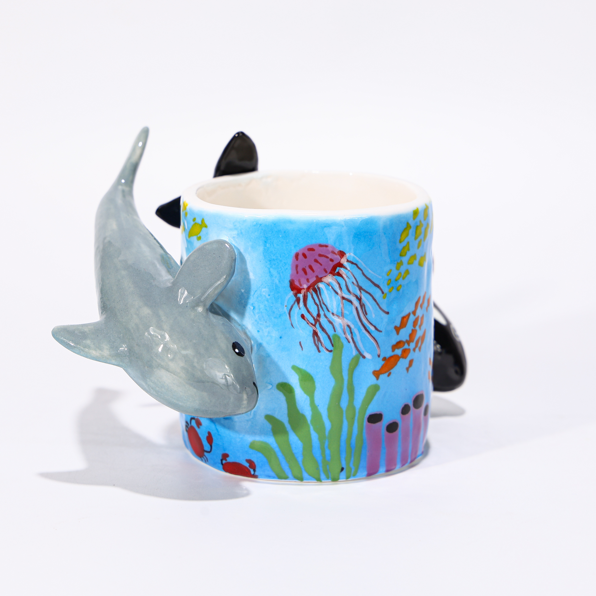 Hand-Painted Orca and Dolphin Coral Reef Ceramic Mug - Image 15