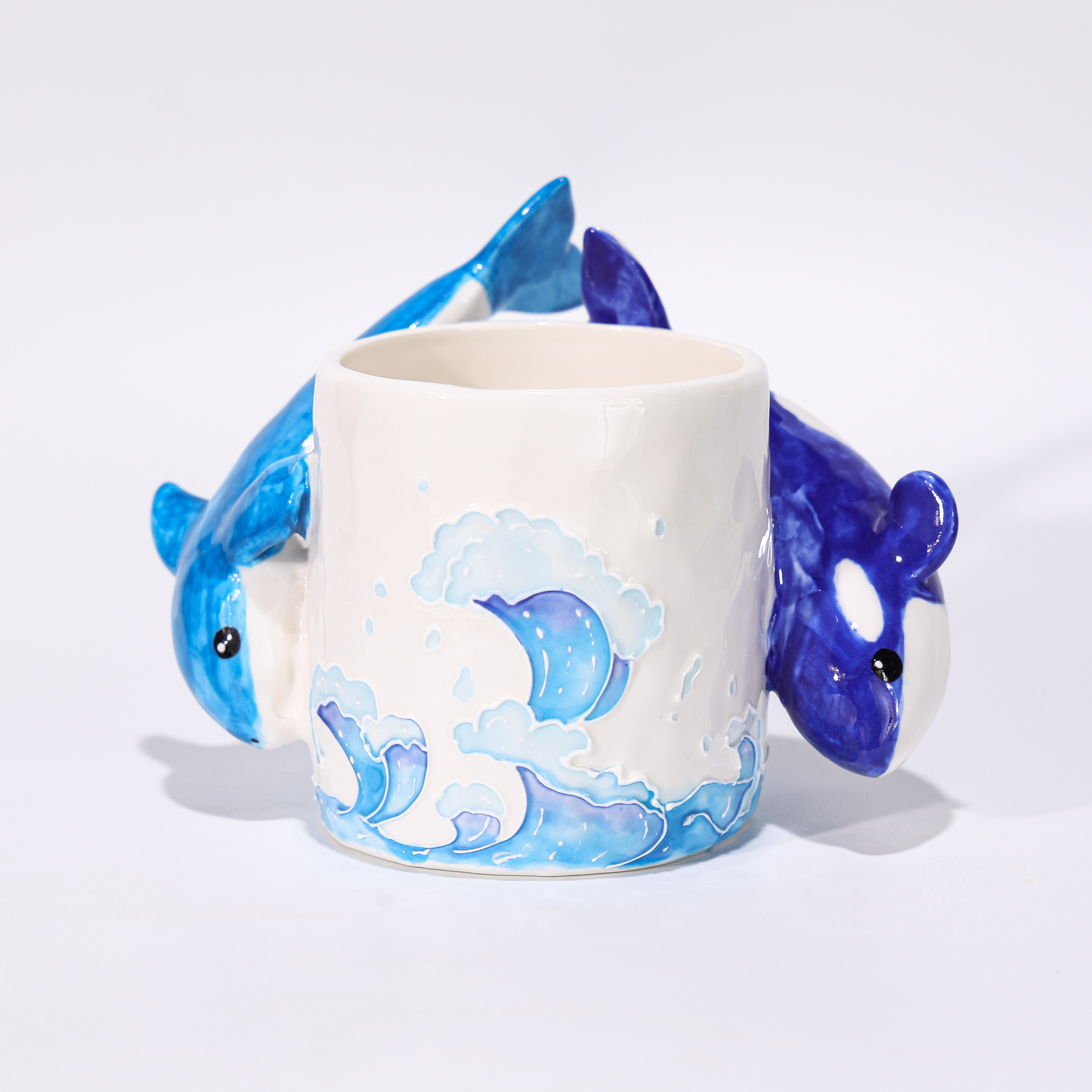 Hand-Painted Orca and Dolphin Coral Reef Ceramic Mug - Image 8