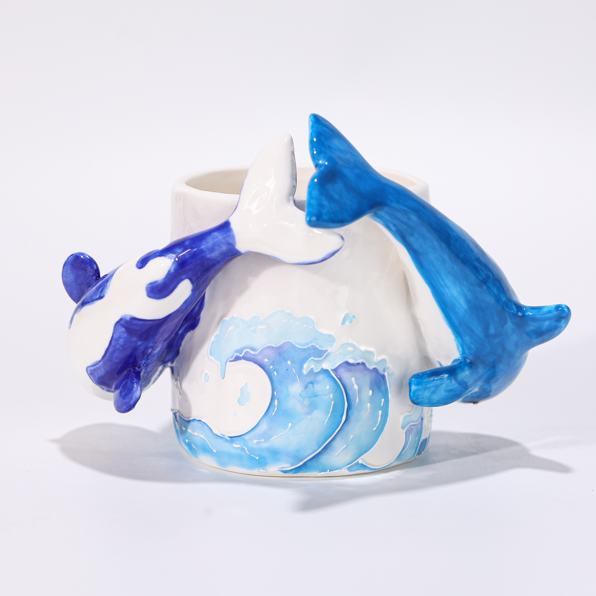 Hand-Painted Orca and Dolphin Coral Reef Ceramic Mug - Image 5