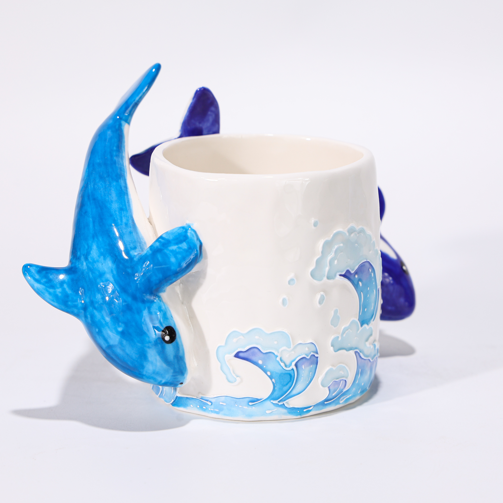 Hand-Painted Orca and Dolphin Coral Reef Ceramic Mug - Image 4