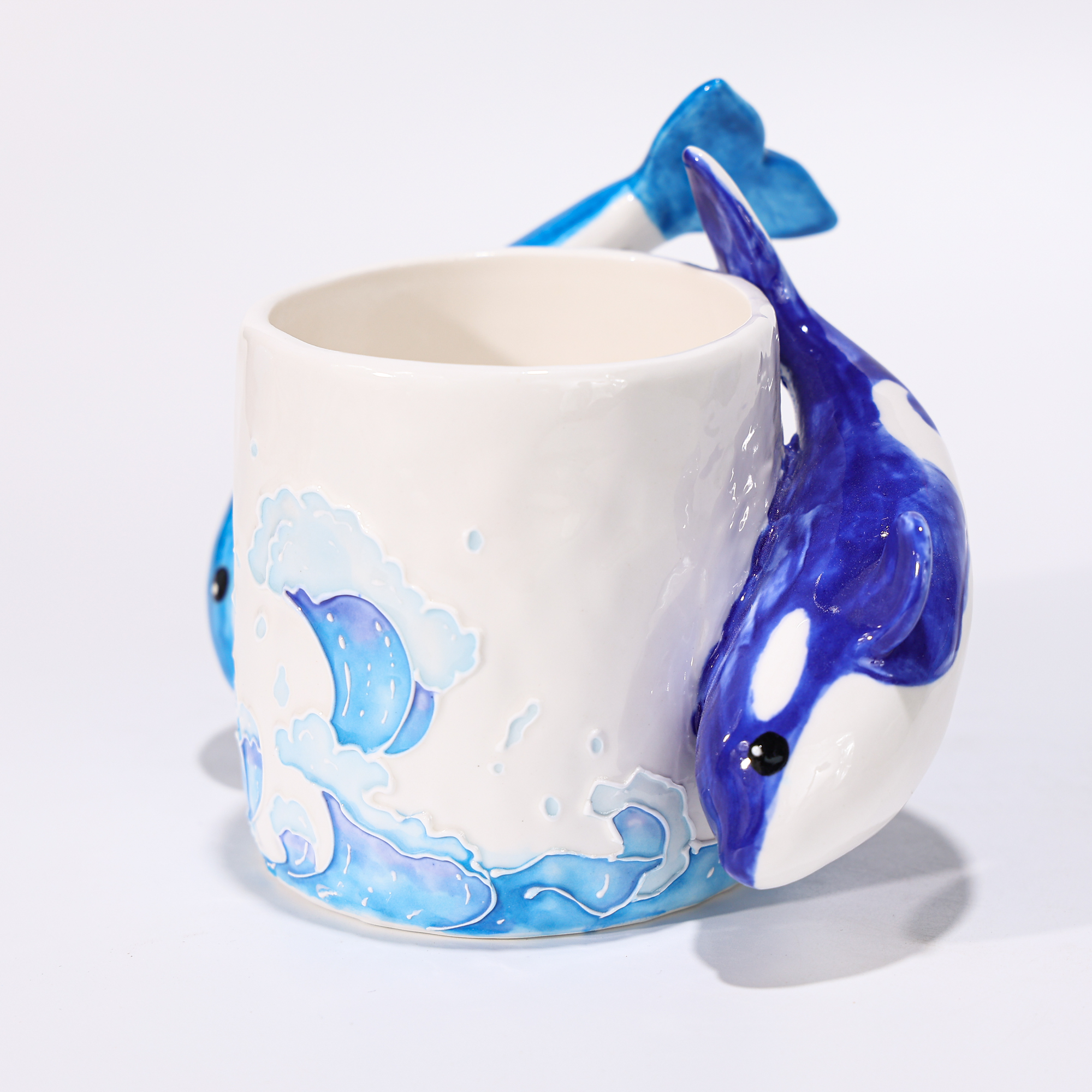 Hand-Painted Orca and Dolphin Coral Reef Ceramic Mug - Image 3