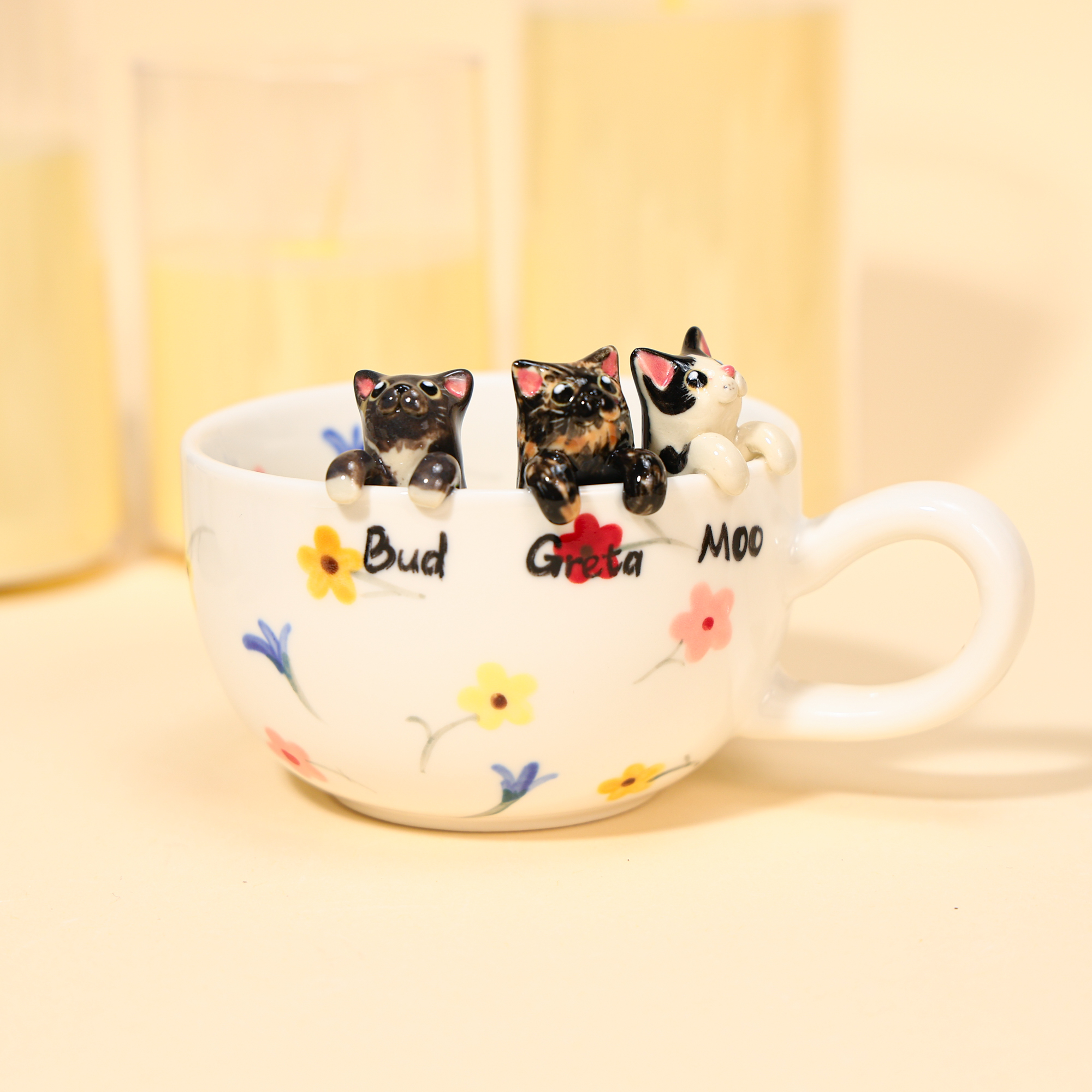 Personalized Pet Portrait Mug, Custom Dog or Cat Coffee Cup, Wild Flower or Little Flower - Image 4
